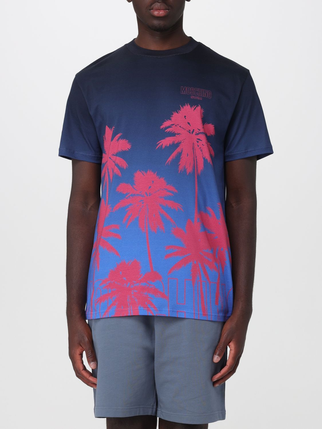 MOSCHINO T-shirt in cotone con stampa grafica e logo a contrasto