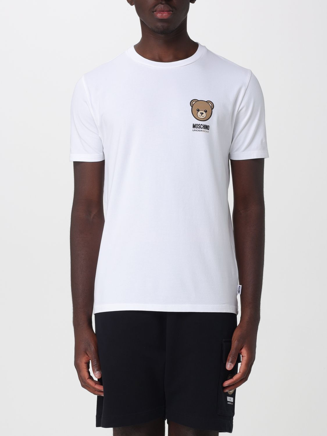 MOSCHINO T-shirt in cotone con stampa Teddy Bear e logo a contrasto