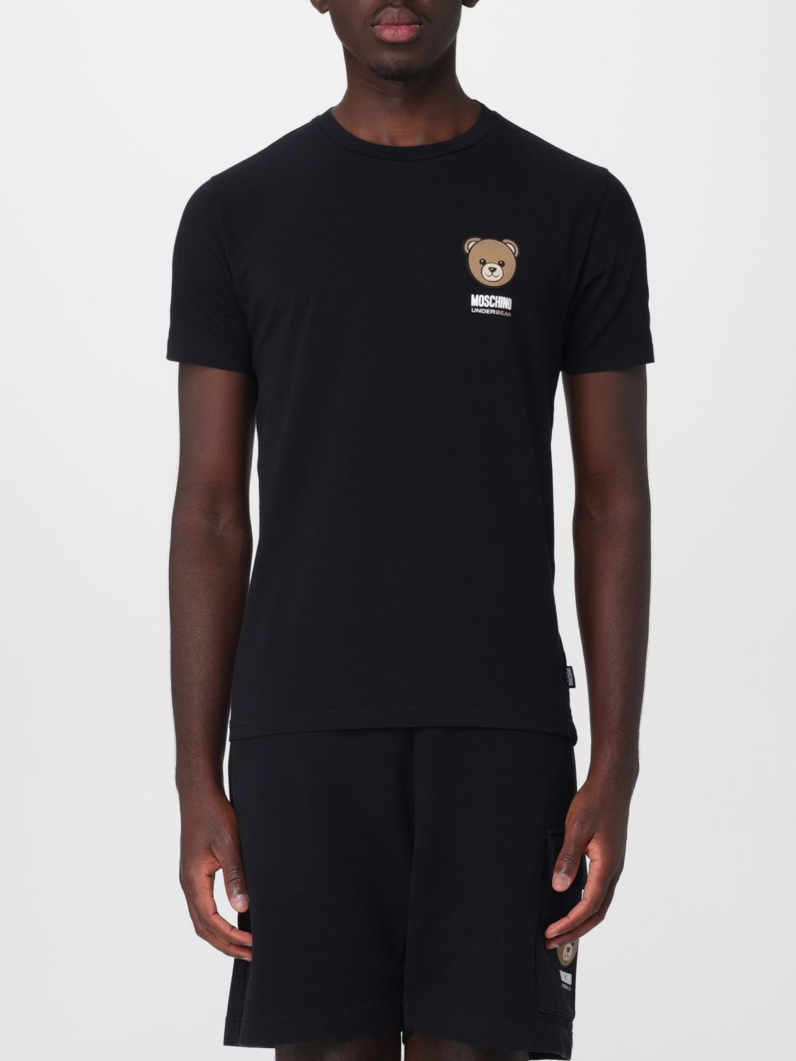 MOSCHINO T-shirt in cotone con stampa Teddy Bear e logo a contrasto