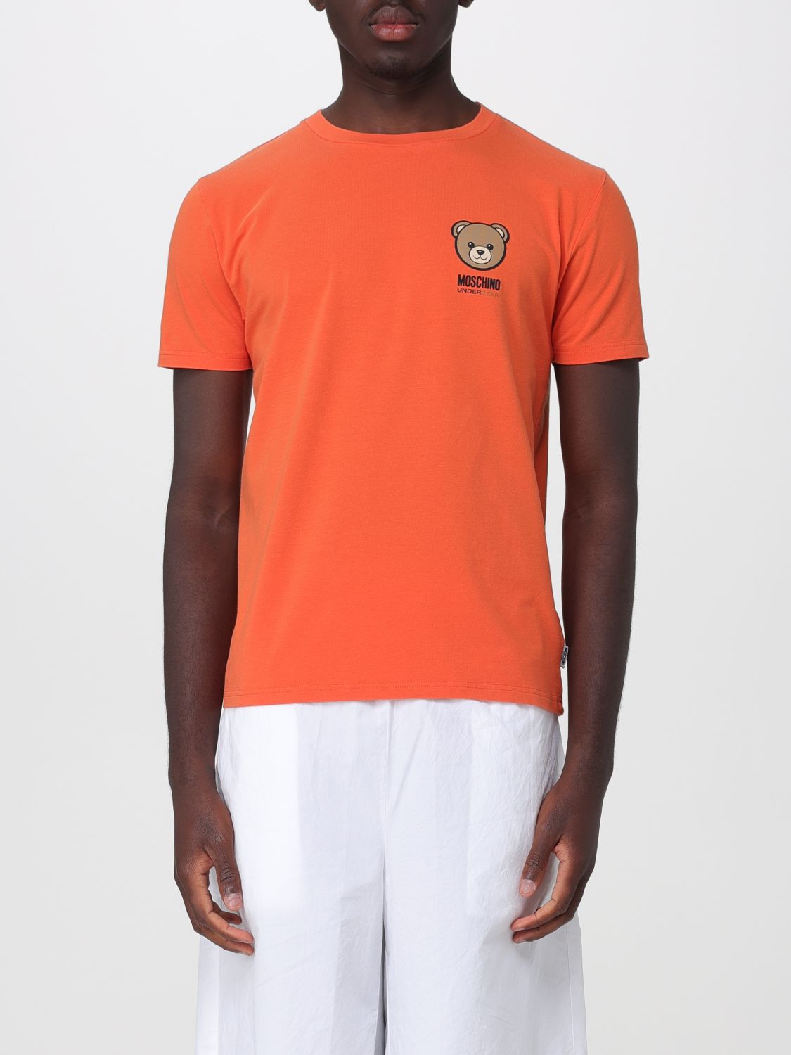 MOSCHINO T-shirt in cotone con stampa Teddy Bear e logo a contrasto
