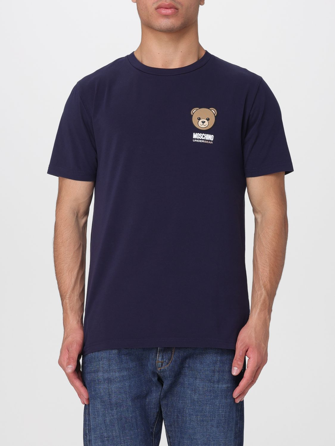 MOSCHINO T-shirt in cotone con stampa Teddy Bear e logo a contrasto