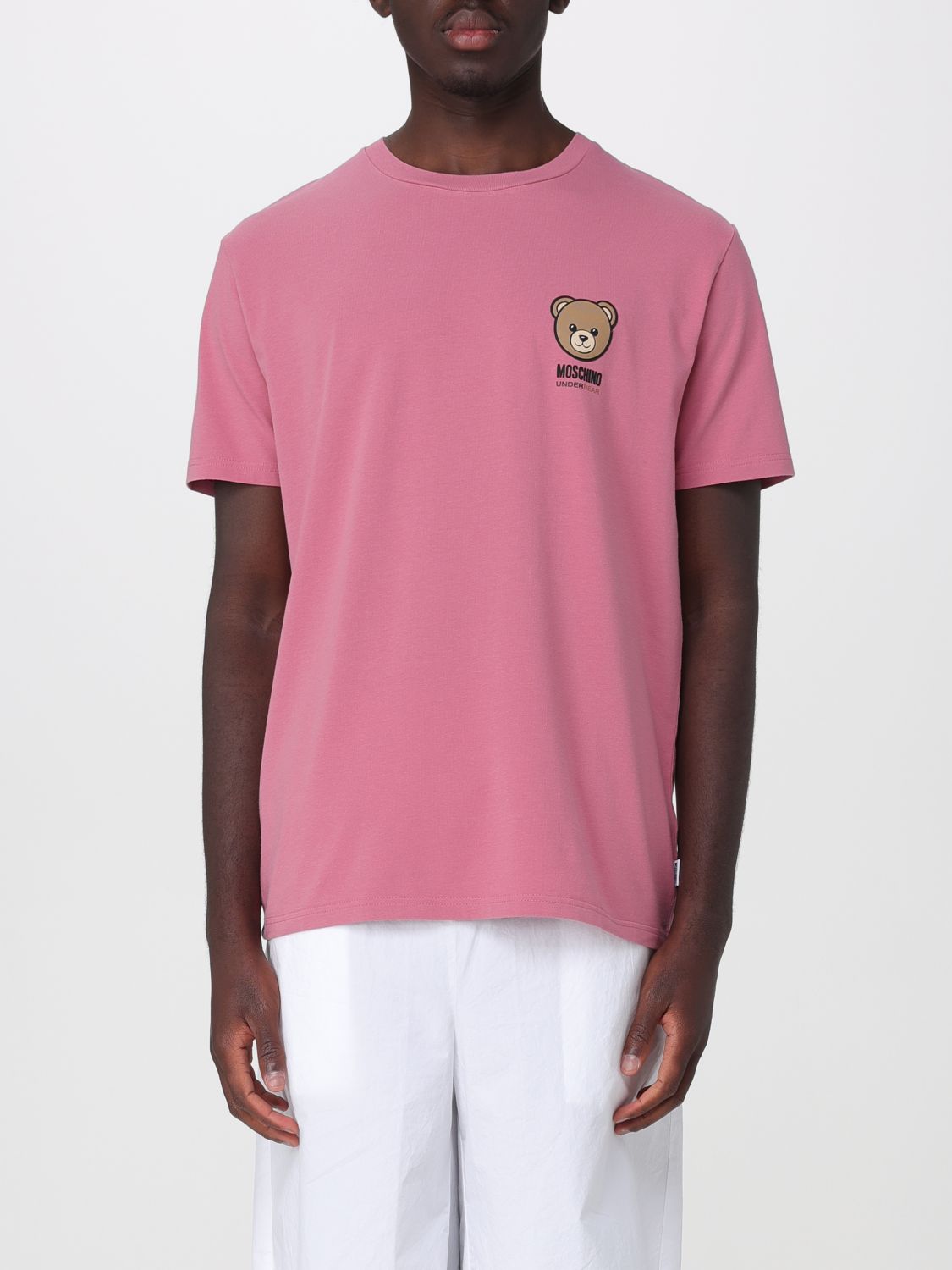 MOSCHINO T-shirt in cotone con stampa Teddy Bear e logo a contrasto