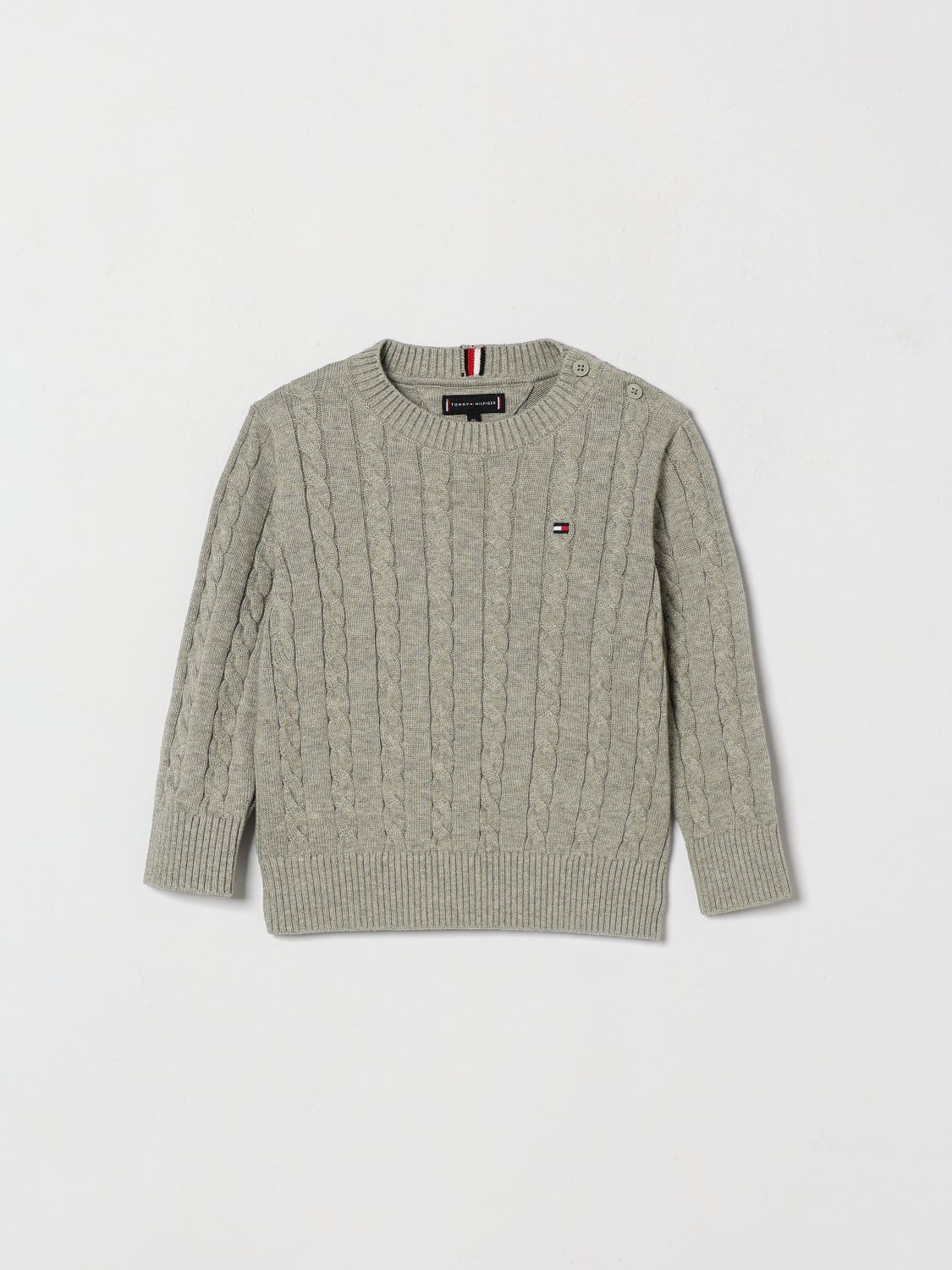 TOMMY HILFIGER Maglia girocollo da bambino in misto lana con logo ricamato
