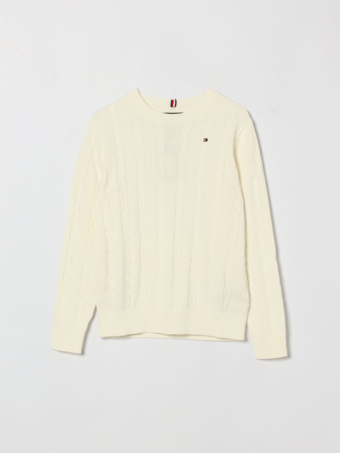 TOMMY HILFIGER Maglia girocollo da bambino in misto lana con logo ricamato