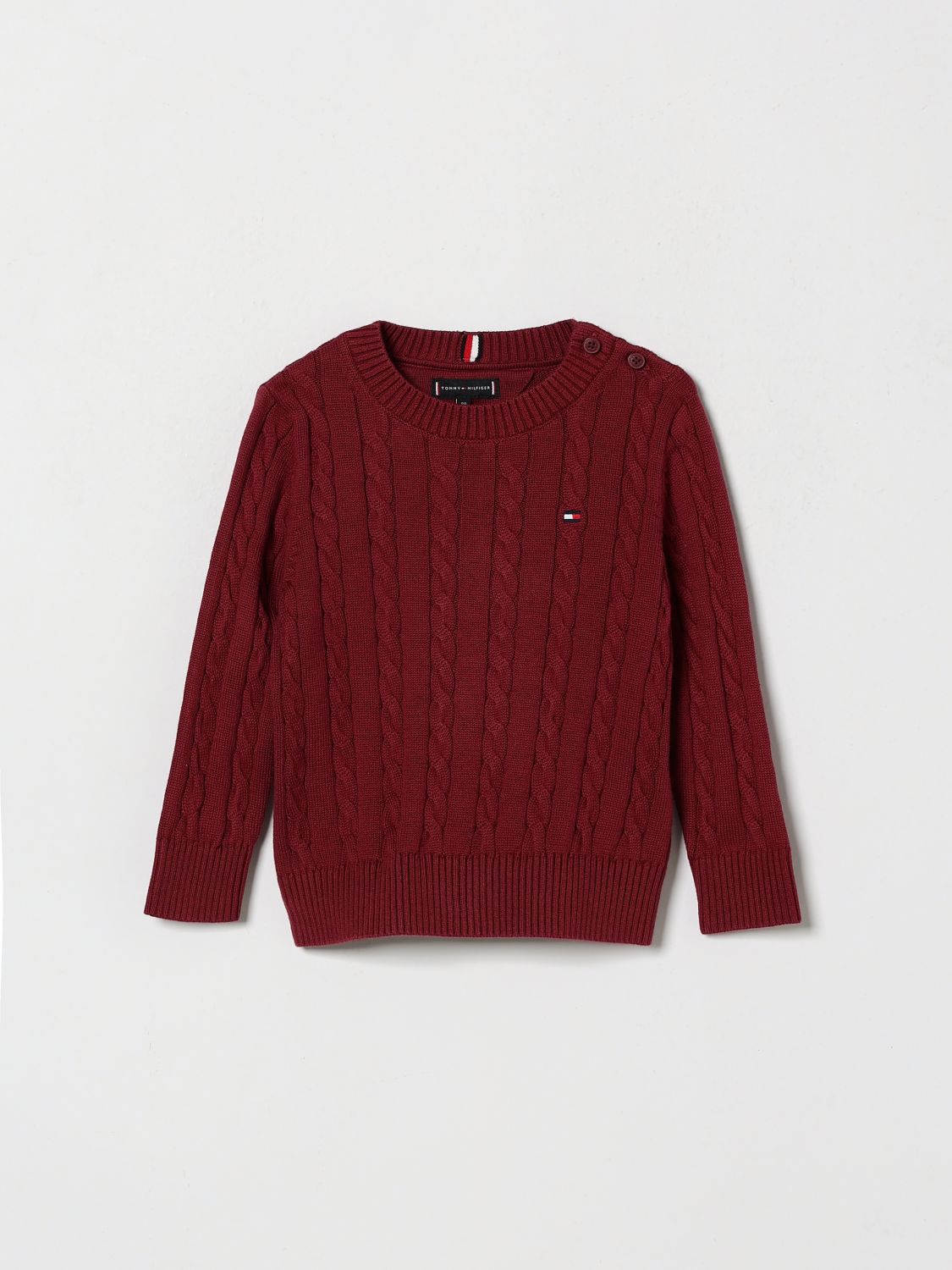 TOMMY HILFIGER Maglia girocollo da bambino in misto lana con logo ricamato