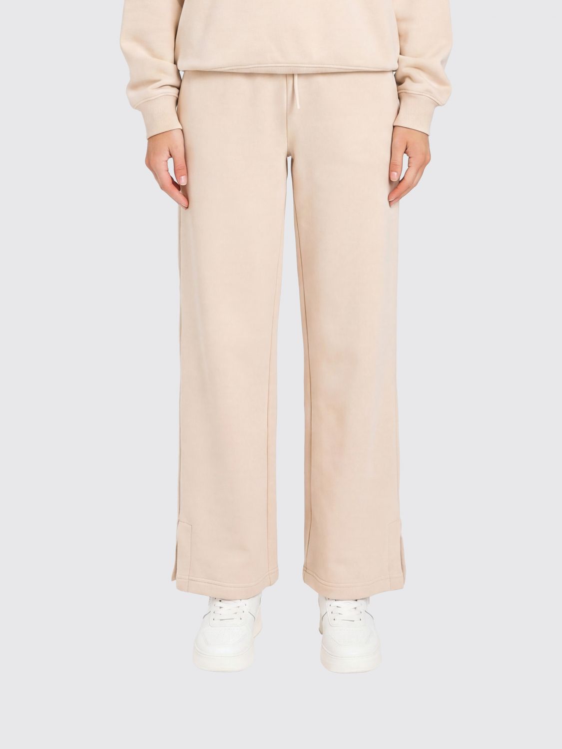 Twinset Pantaloni jogging in cotone a gamba dritta con vita elasticizzata
