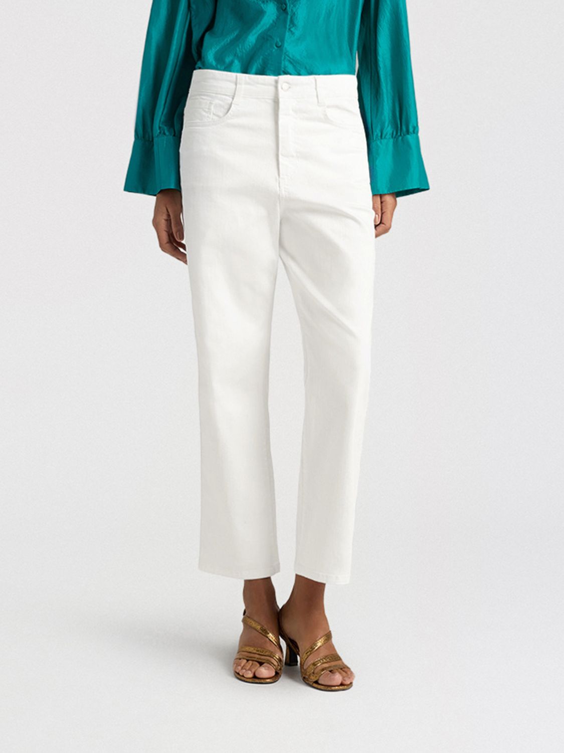Momonì Aidan High-Waisted Straight Leg Cropped Trousers Momoni in Stretch Cotton