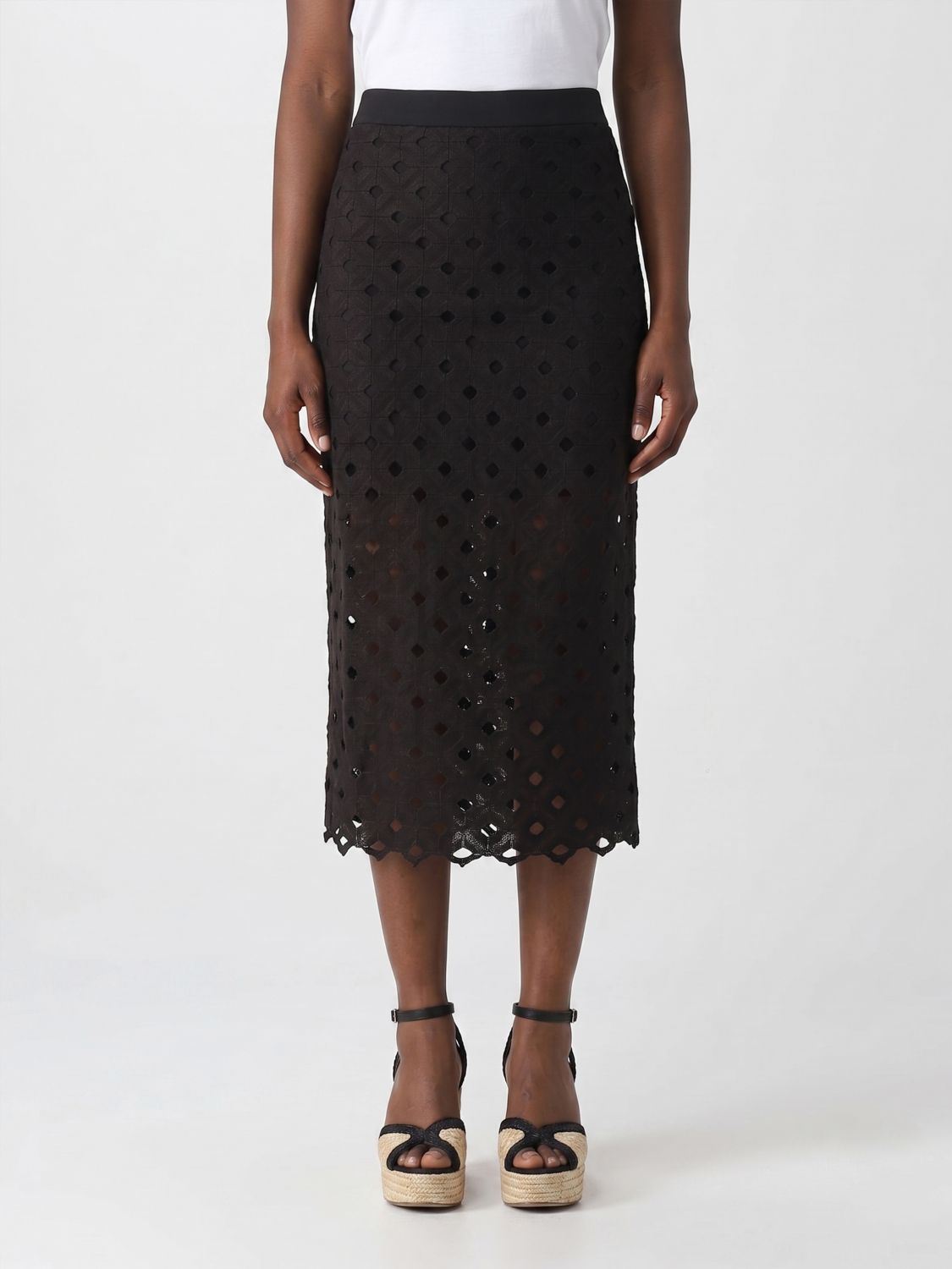 MAX MARA Slim Fit Cotton-Blend Pencil Midi Skirt with High Waist