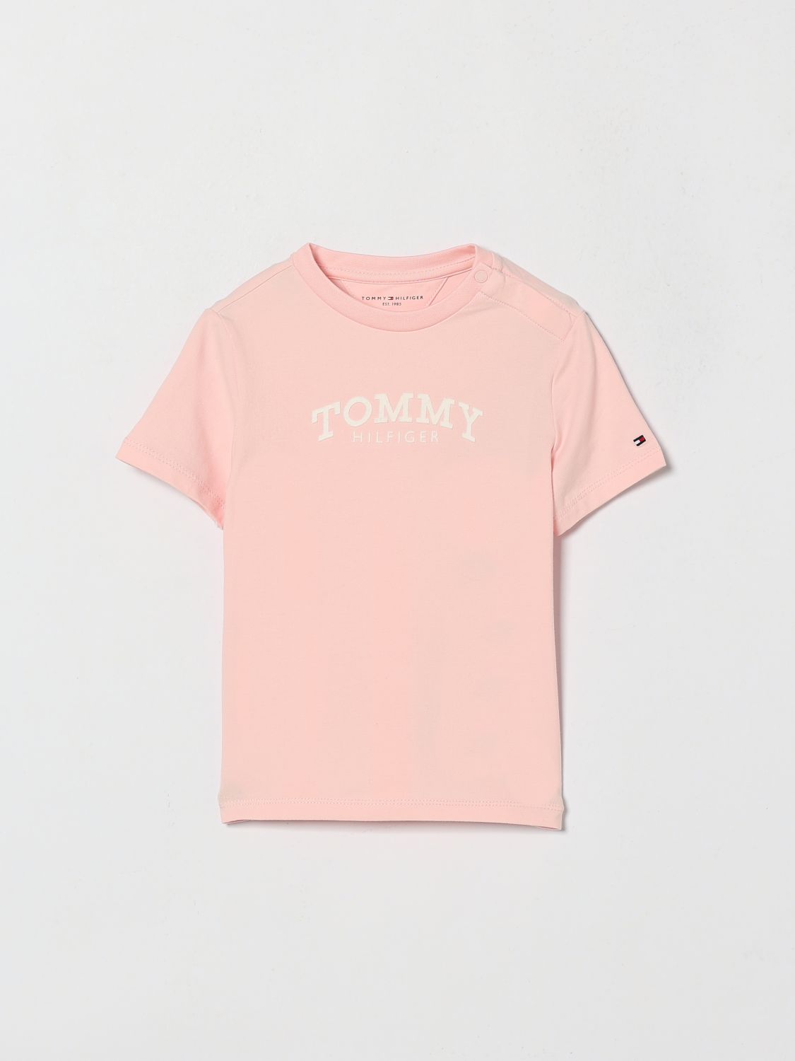 TOMMY HILFIGER T-shirt da bambino in cotone con logo e scollo a bottoni