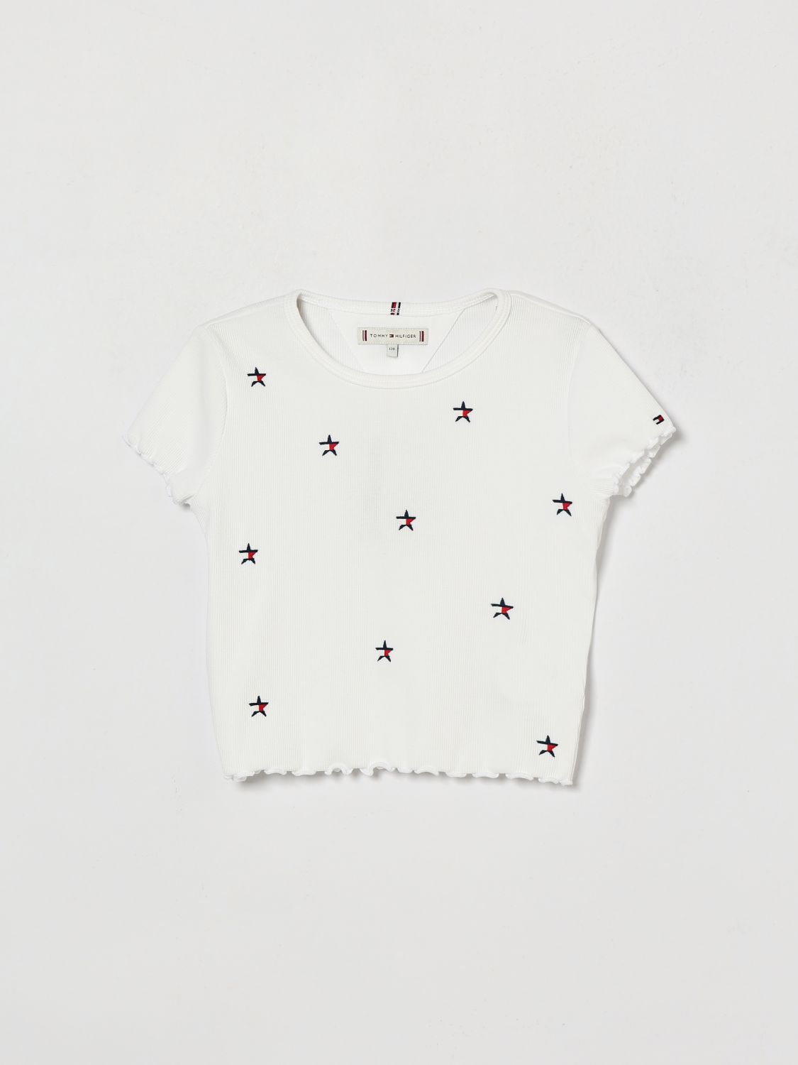 TOMMY HILFIGER T-shirt da bambino in cotone con logo frontale ricamato