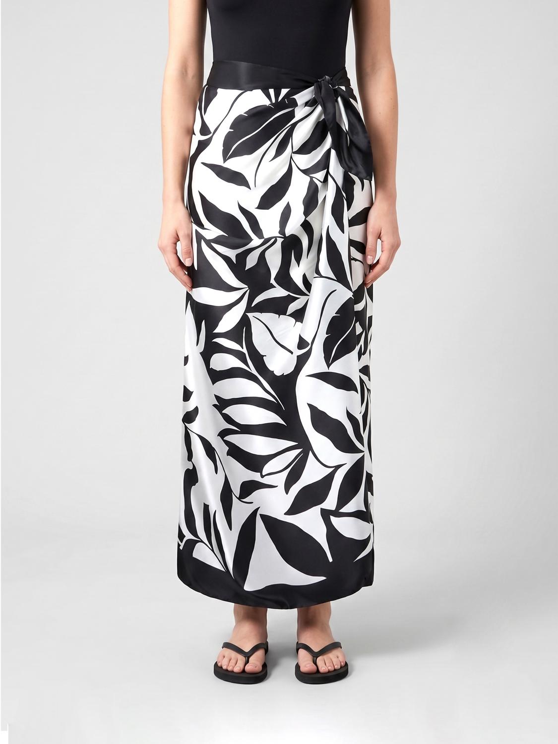 MAX MARA Long Silk Pareo Skirt with Floral Print
