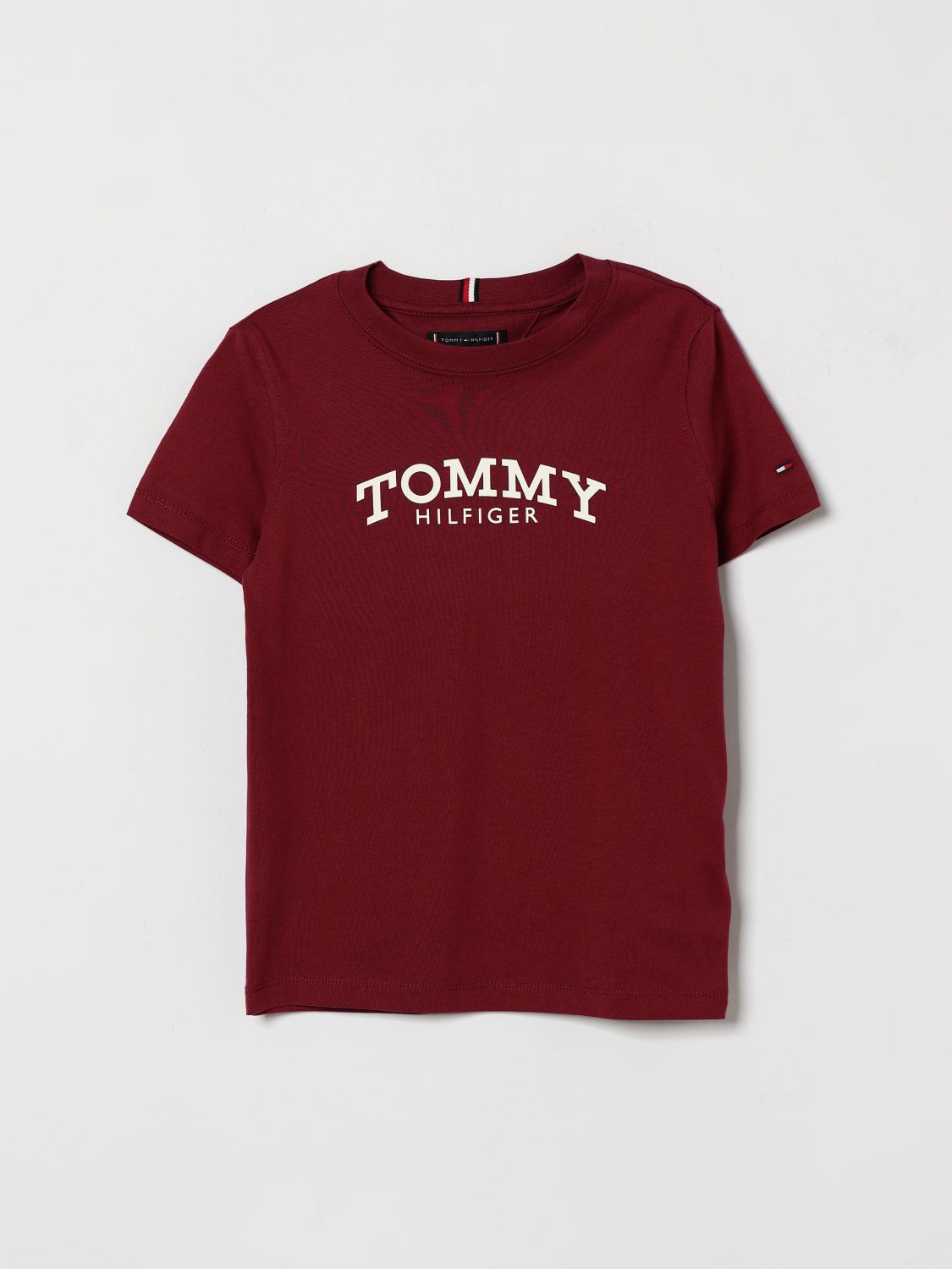 TOMMY HILFIGER T-shirt da bambino in cotone a maniche corte con logo stampato