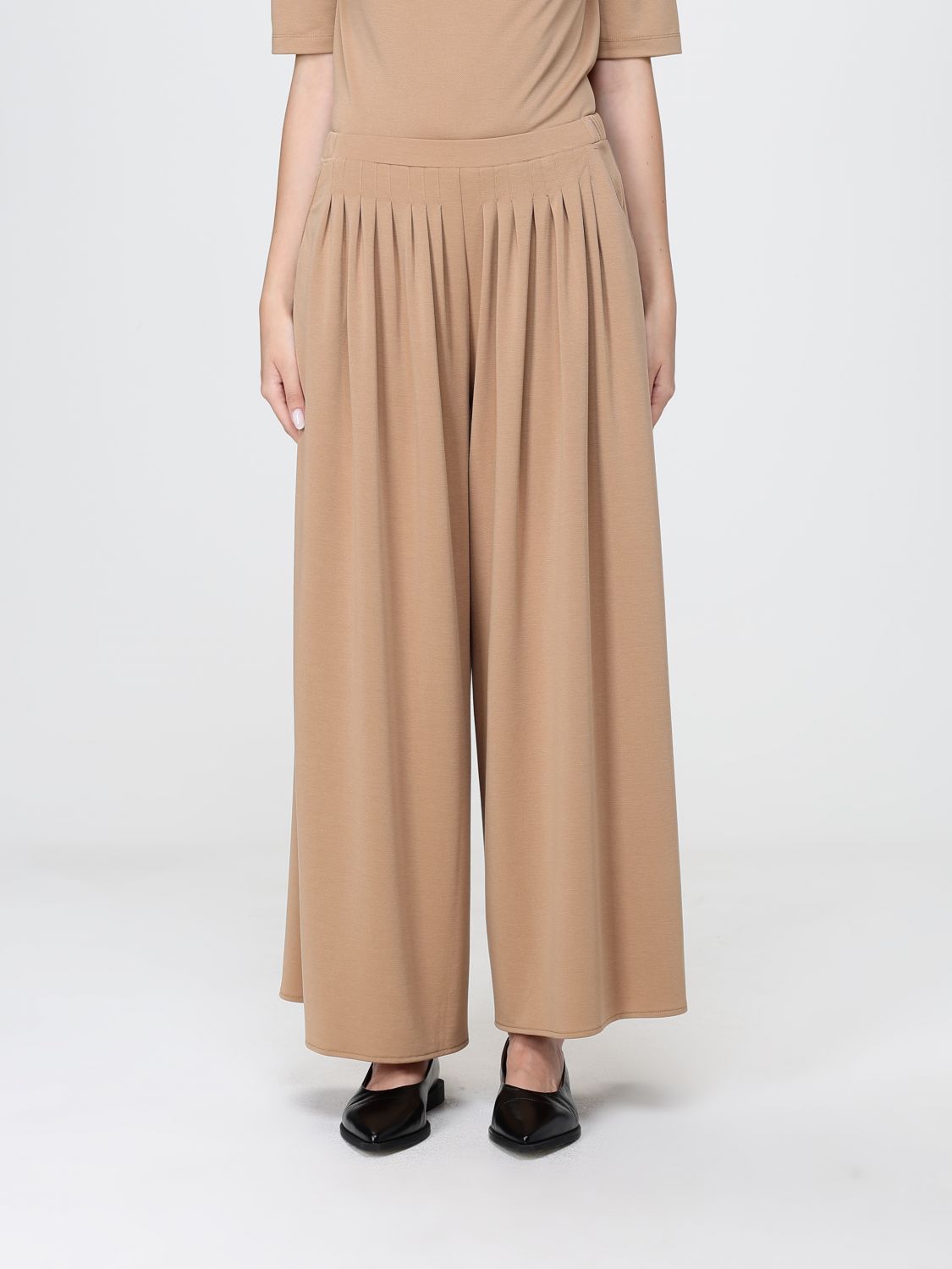 Mm Max Mara Pants Woman In Brown
