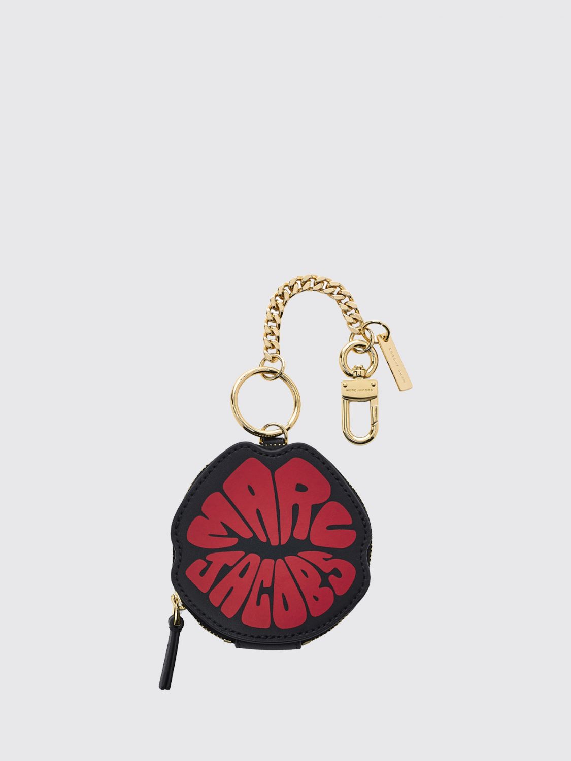 MARC JACOBS Keychain in Calfskin and Metal with Logo and Clasp