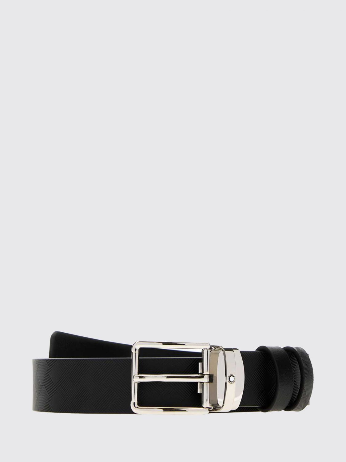 MONTBLANC Adjustable Leather Belt with Engraved Logo Metal Buckle
