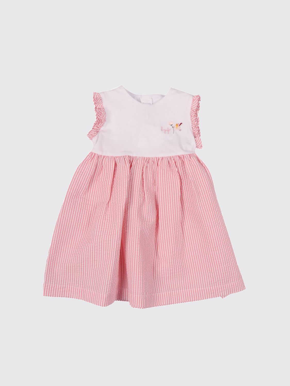 IL GUFO Ärmelloses Baumwollkleid für Mädchen mit gestreiften Details