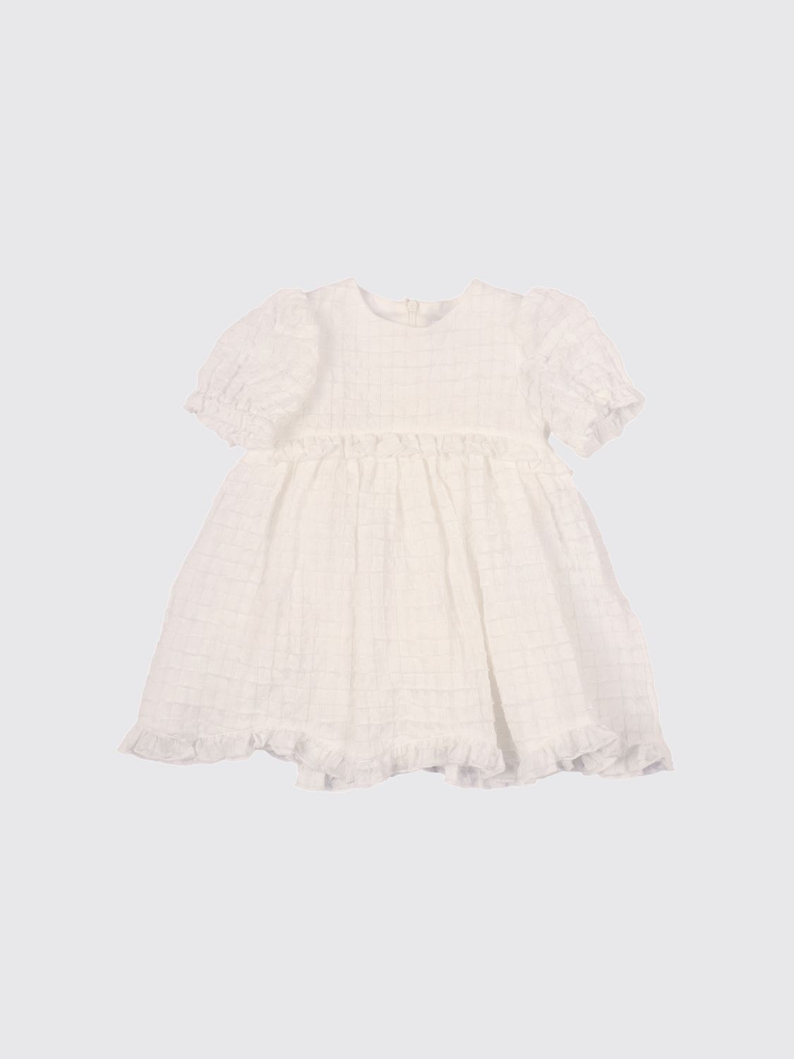 IL GUFO Kurzarmkleid für Mädchen aus reiner weißer Baumwolle