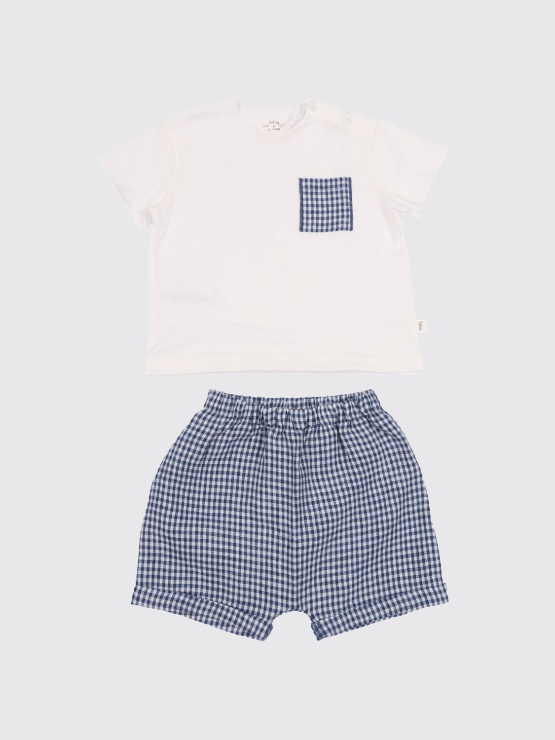 TEDDY & MINOU Set für Jungen mit T-Shirt und Leinen-Bermudas mit Vichy-Karo