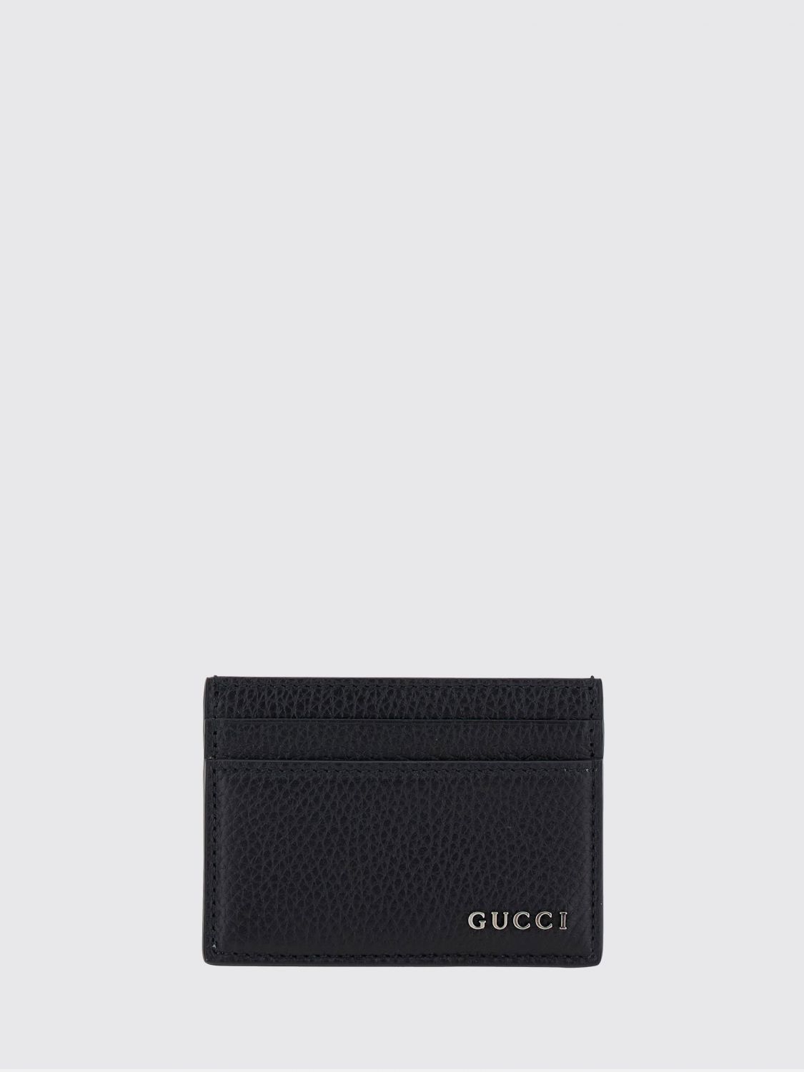 GUCCI Flat Hammered Calfskin Card Holder with Metal Logo　GUCCI フラット ハンマード カーフスキン カード ホルダー メタル ロゴ付き GUCCI