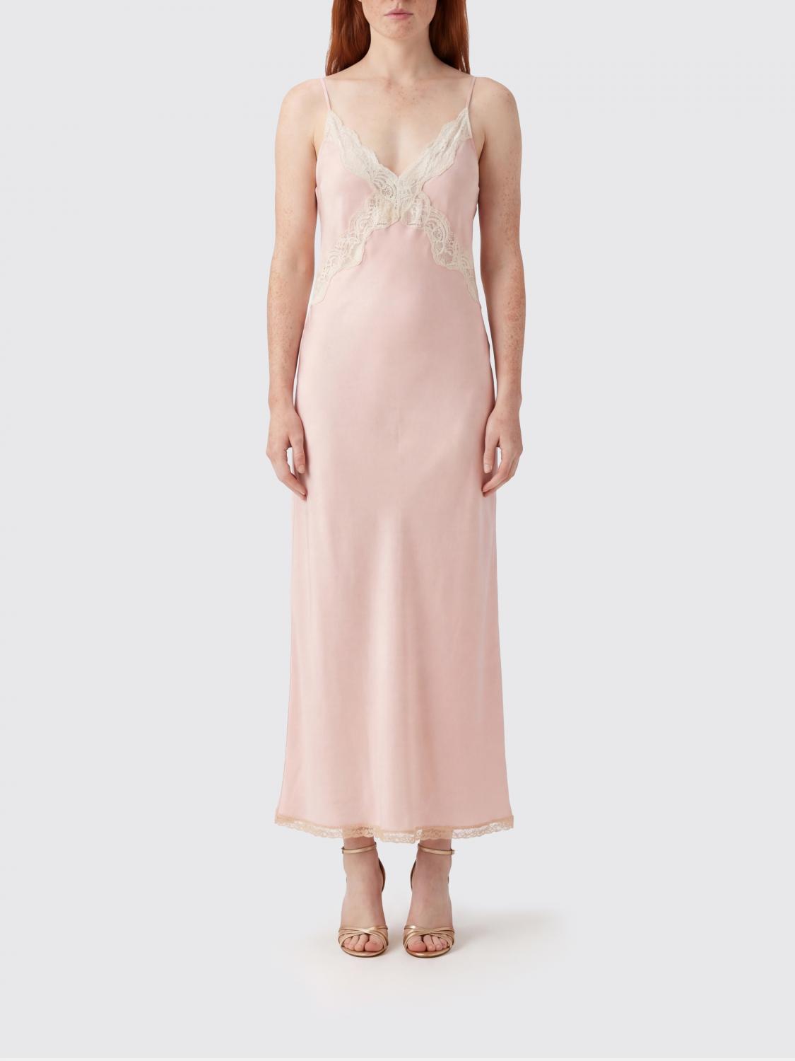 FORTE FORTE Abito slipdress in raso con inserti in pizzo