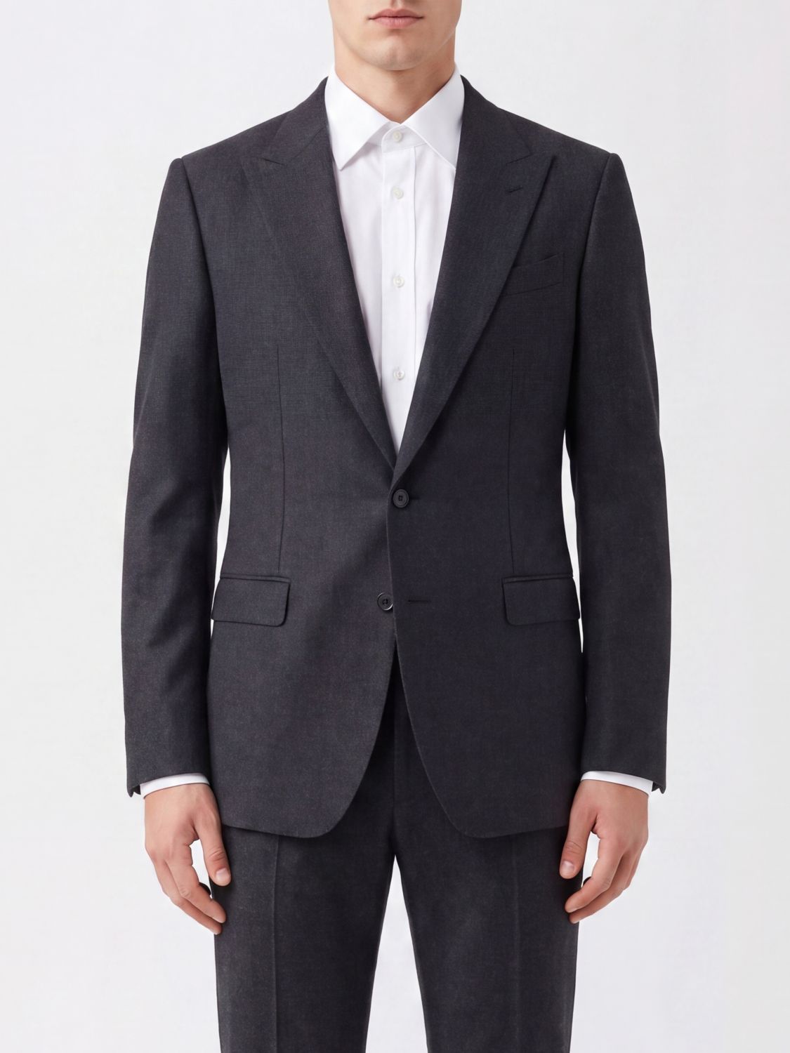 DOLCE & GABBANA Taormina Slim Fit Grey Wool Suit with Single-Breasted Blazer