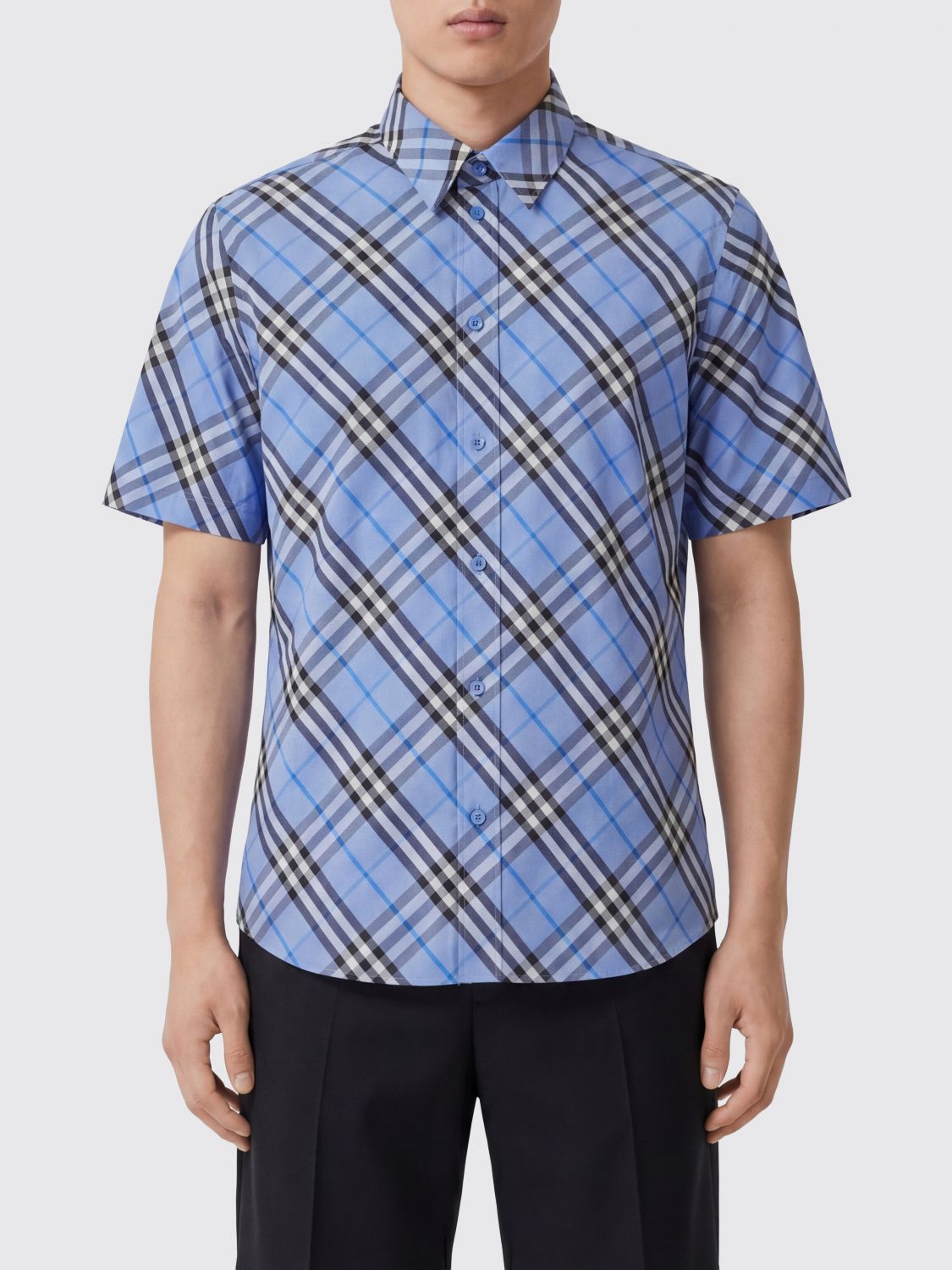 BURBERRY Camicia bowling a maniche corte in cotone con motivo Vintage Check