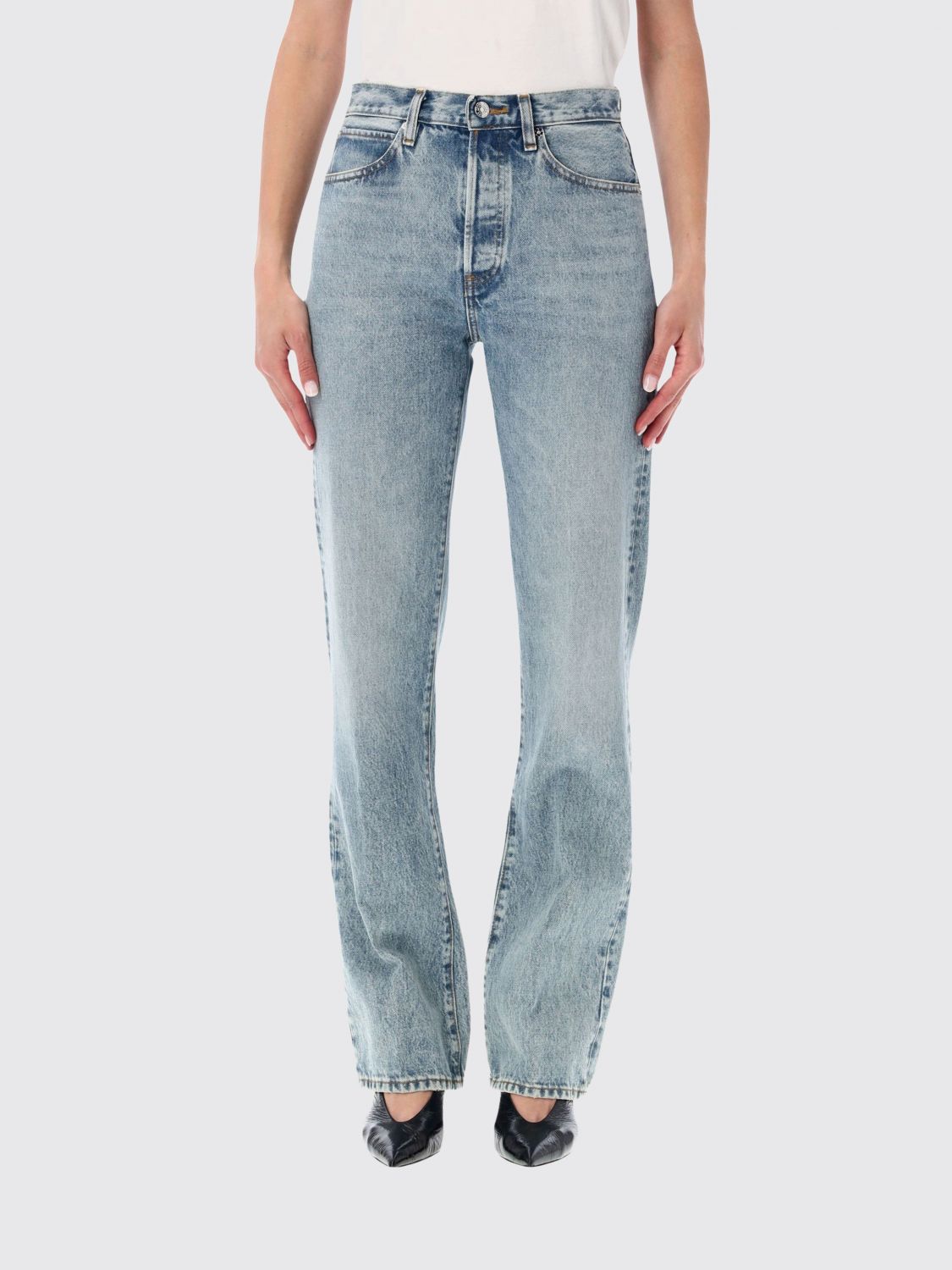 FRAME Jeans straight The Vertical a vita alta in denim di cotone