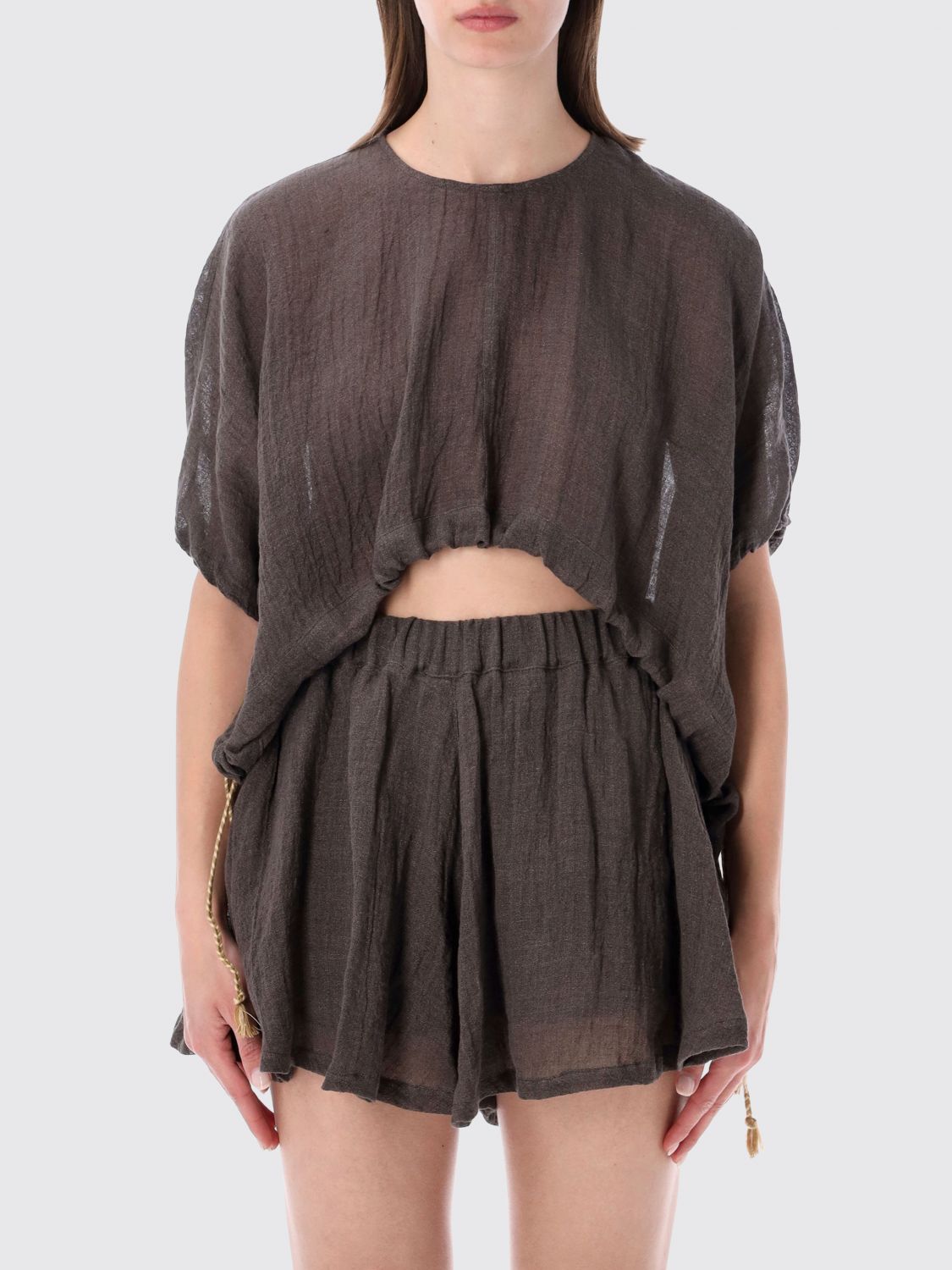 120% LINO T-Shirts Donna colore Marrone