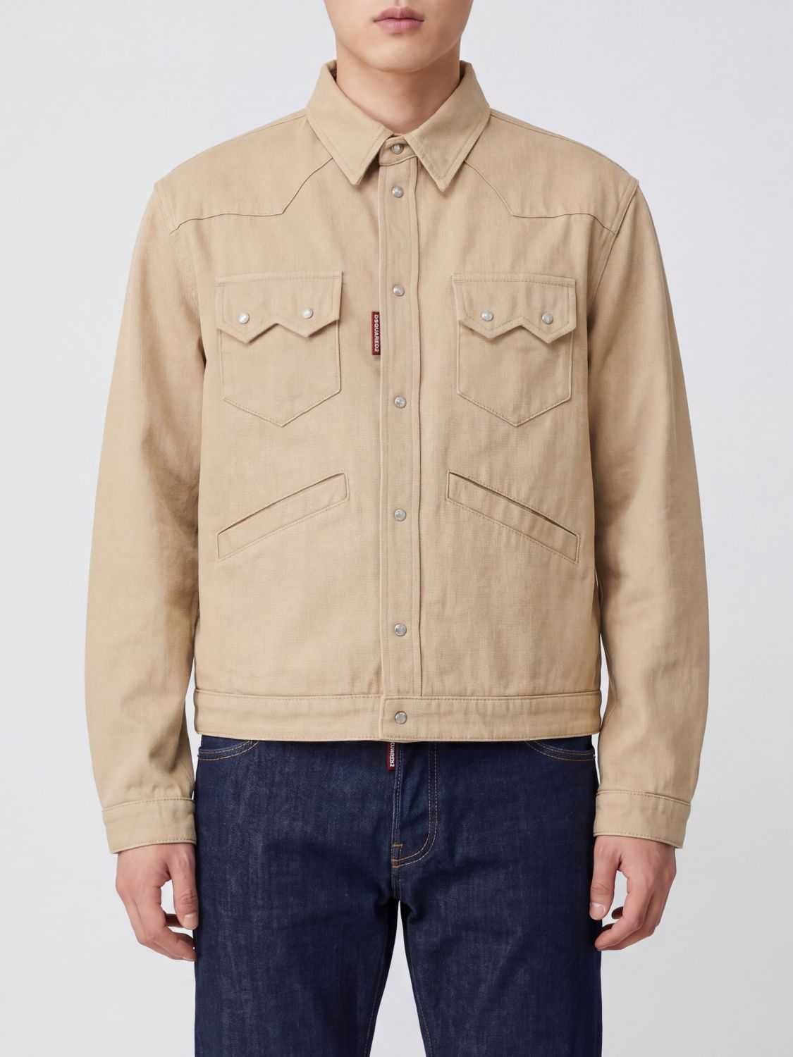 DSQUARED2 Giacca a camicia corta in cotone con tasche applicate