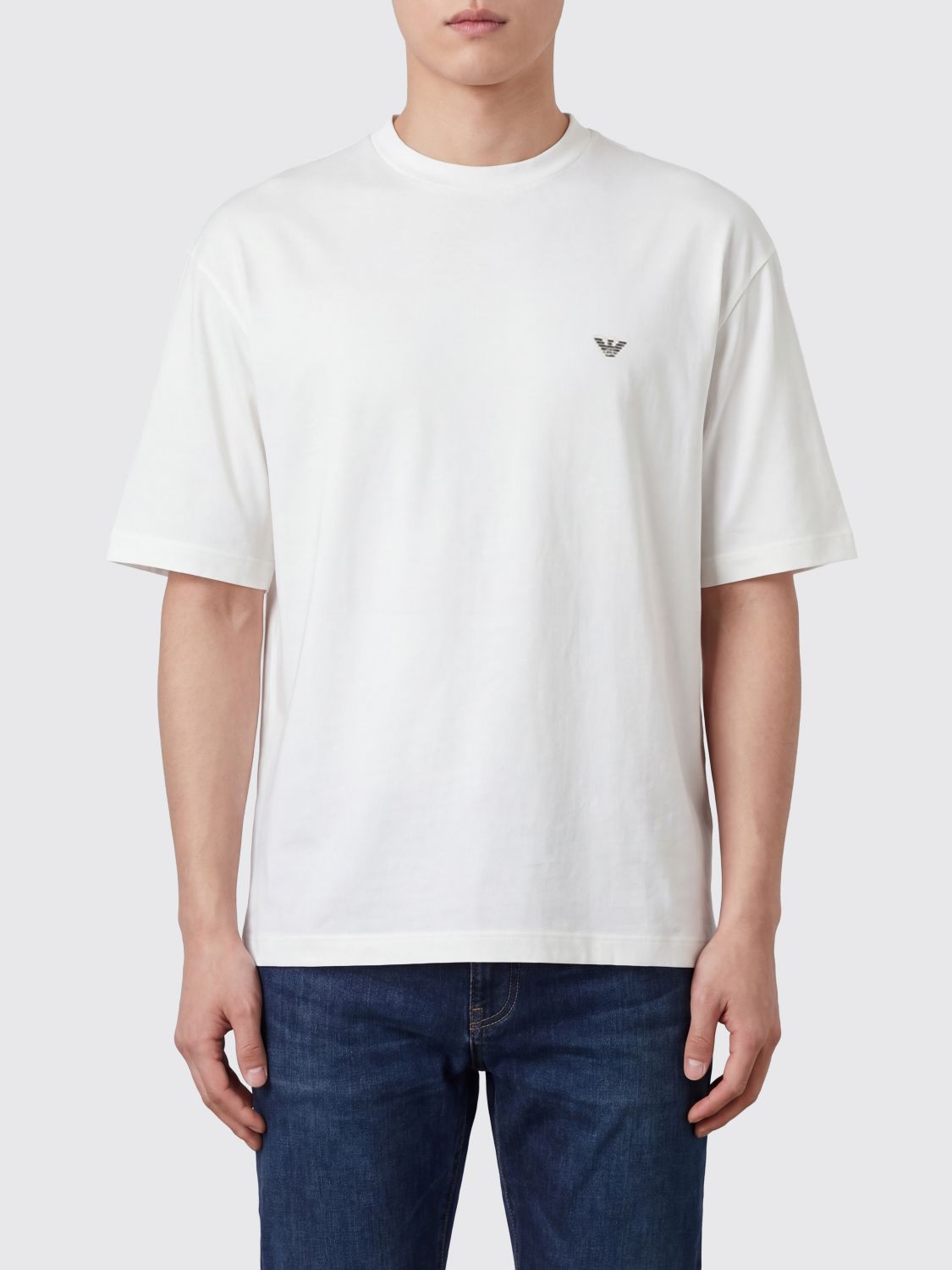 EMPORIO ARMANI Relaxed Fit Baumwoll-T-Shirt mit kontrastierendem Adler-Logo