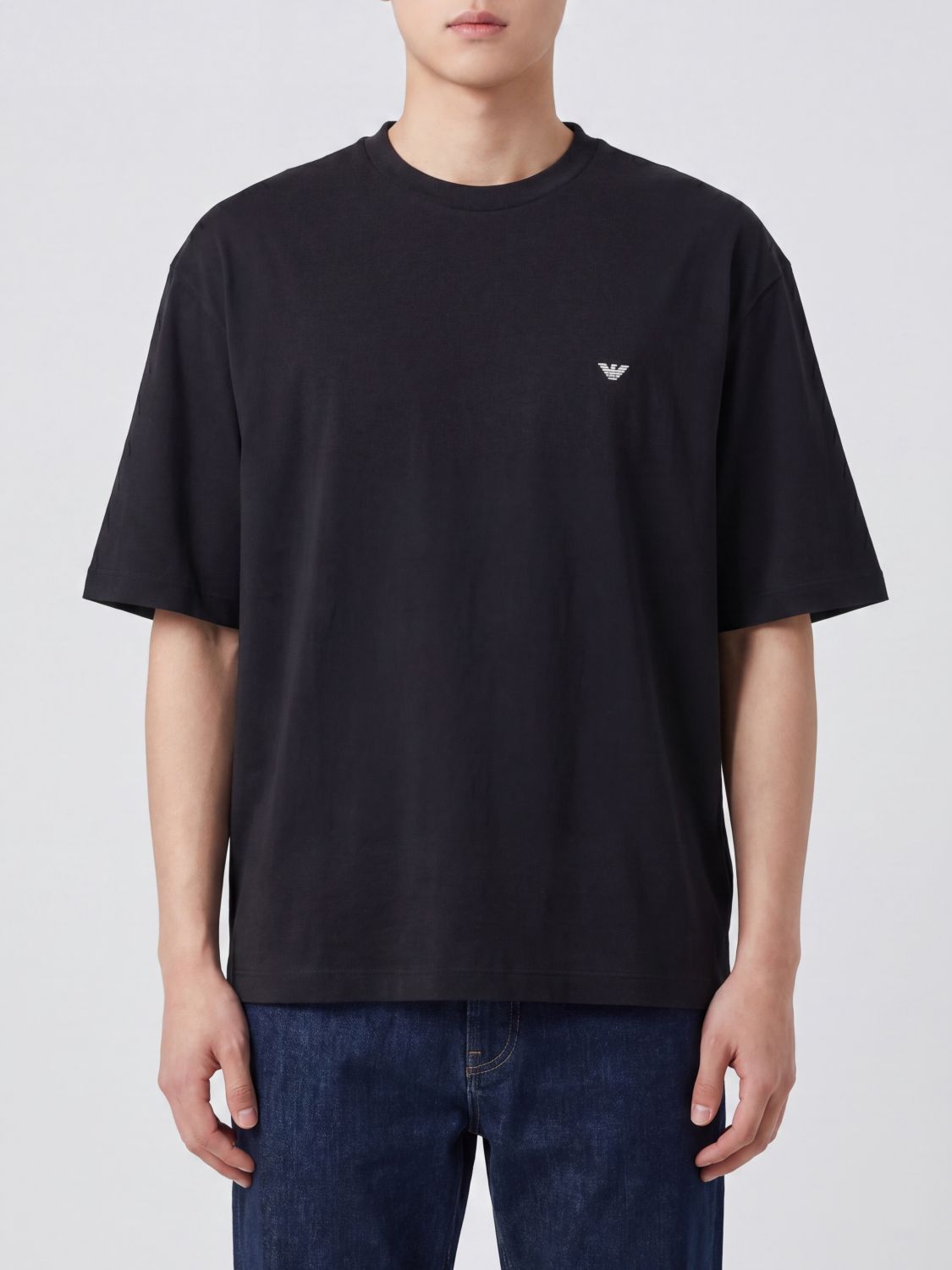 EMPORIO ARMANI T-shirt relaxed fit in cotone con logo Eagle a contrasto