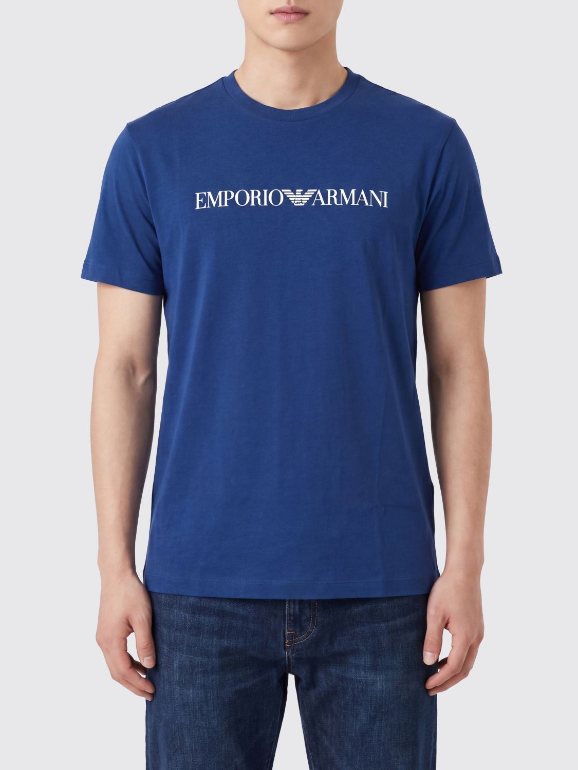 EMPORIO ARMANI T-shirt girocollo in cotone con logo a contrasto
