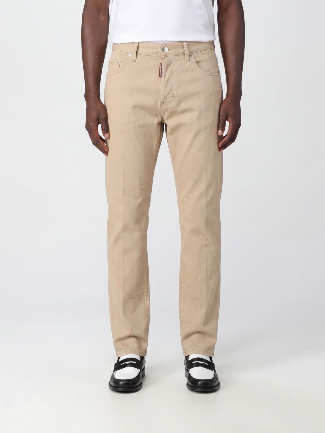 DSQUARED2 Straight Fit Cotton Denim Five-Pocket Jeans