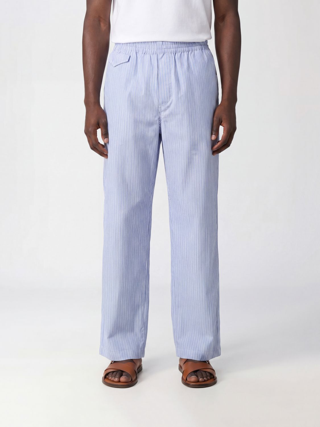 A. P.C. Pantaloni Lou a righe in cotone con gamba dritta e vita elasticizzata