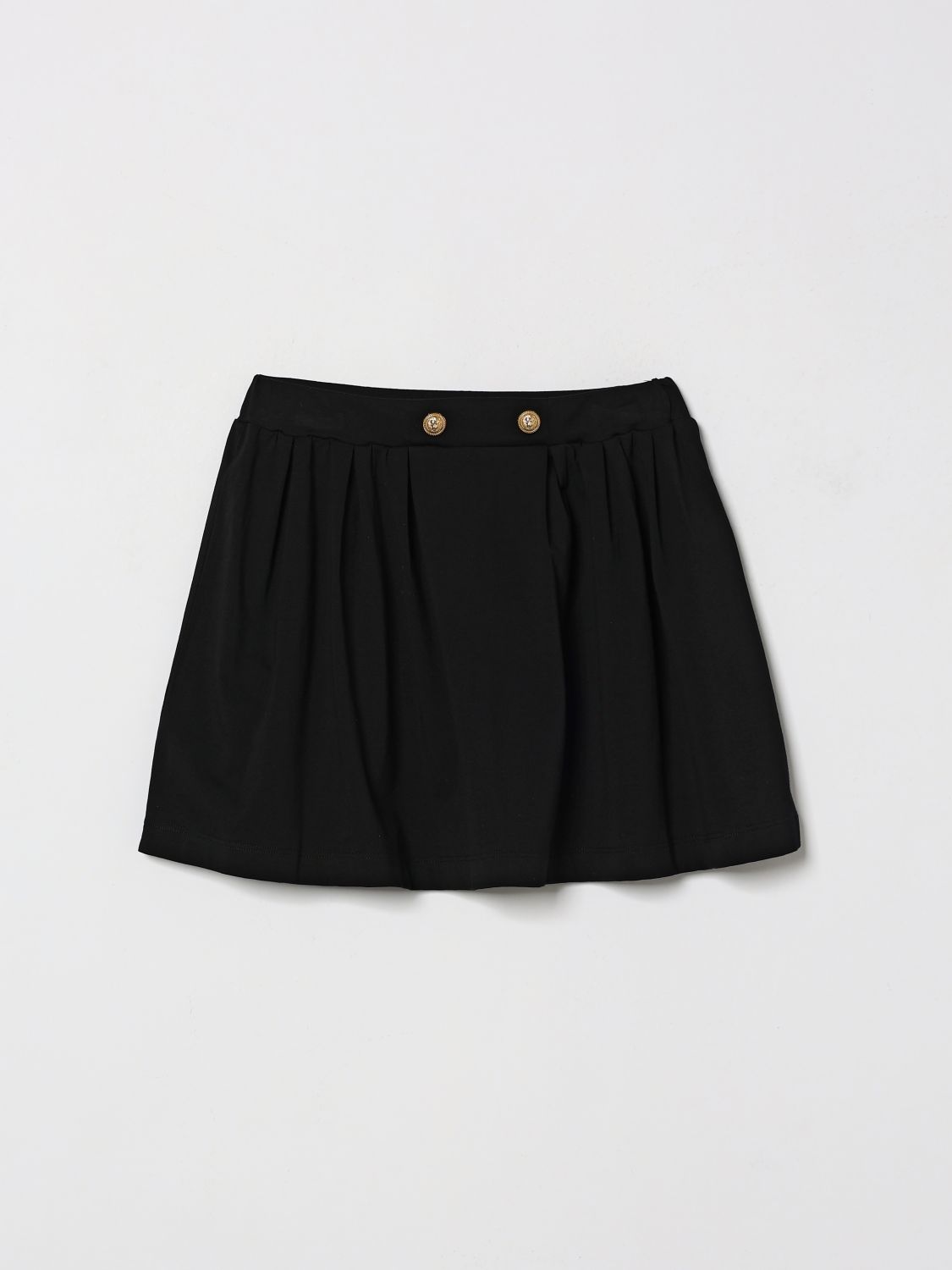 BALMAIN Girl's Jersey Mini Skirt with Elasticated Waist and Jewel Buttons