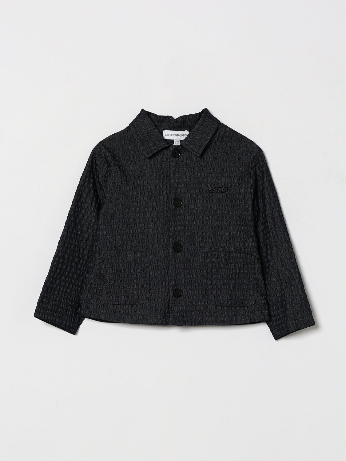 EMPORIO ARMANI Blazer monopetto da bambino in denim con colletto classico