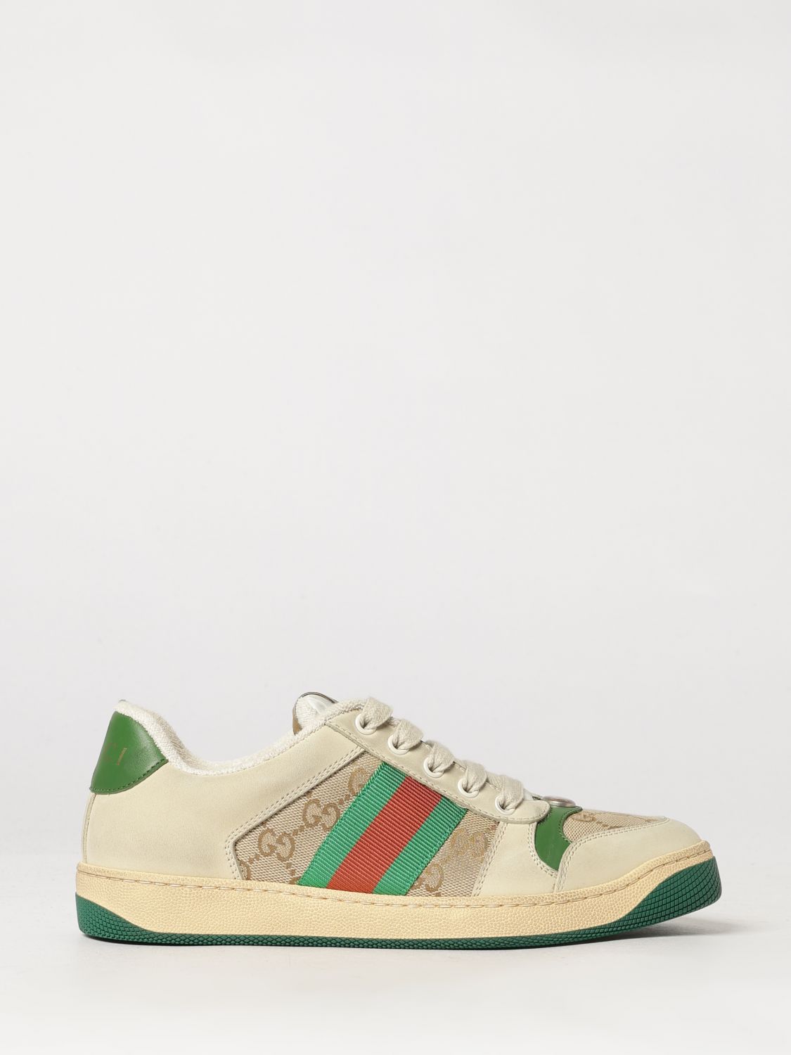 GUCCI Screener Low-Top-Sneaker aus Leder und Baumwolle mit GG-Monogramm