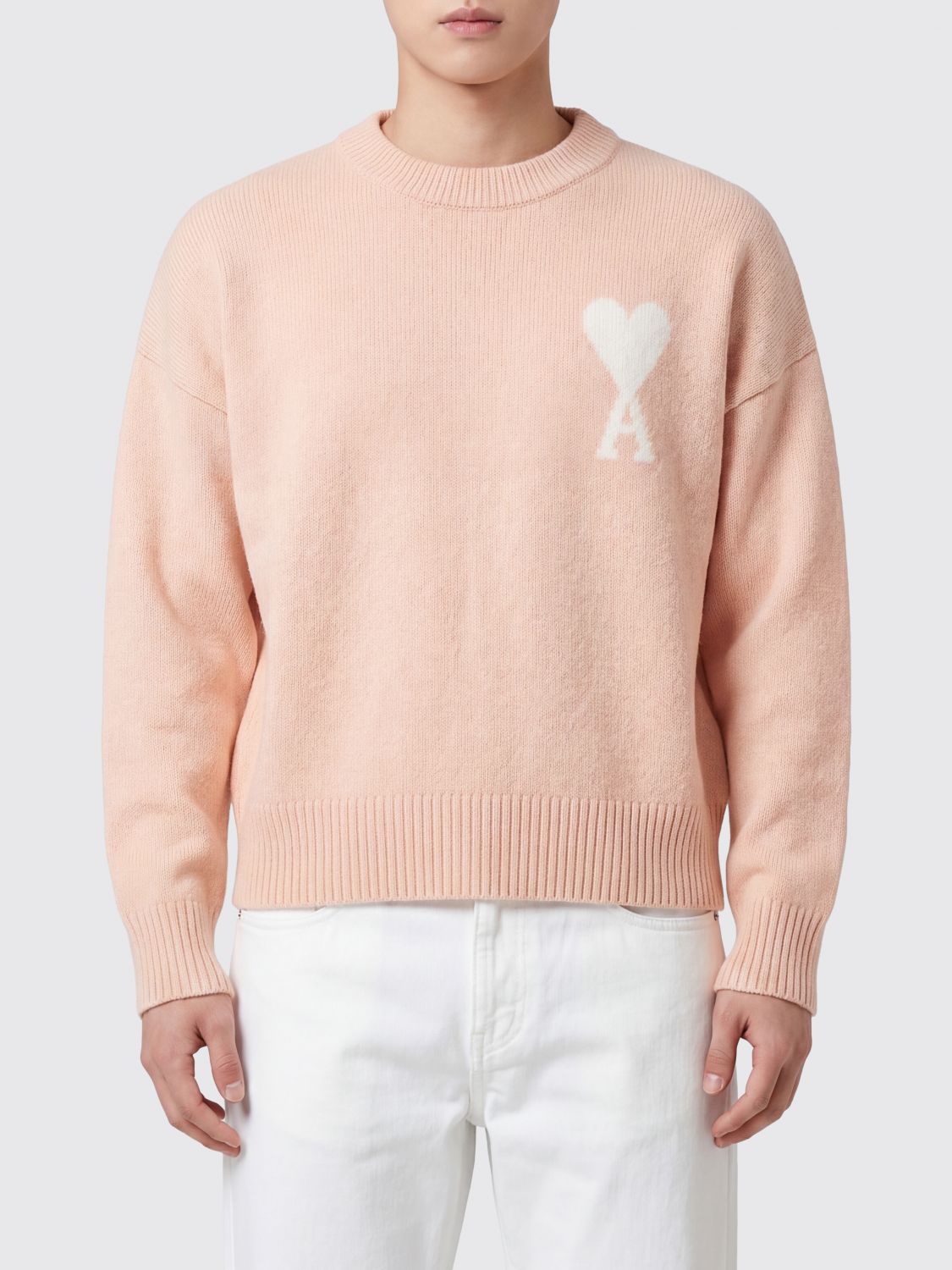 AMI PARIS Jacquard Logo Alpaca and Wool Blend Crewneck Jumper　AMI PARIS ジャカードロゴ アルパカ＆ウールブレンド クルーネック セーター AMI