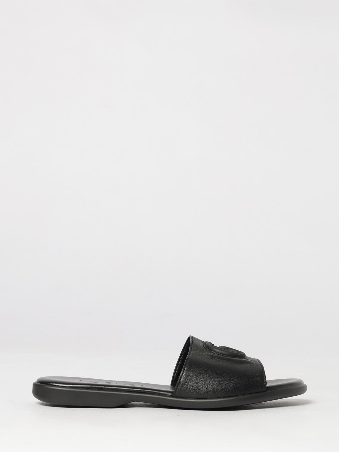 GUCCI Ciabatte slide in pelle di vitello con monogramma GG in rilievo