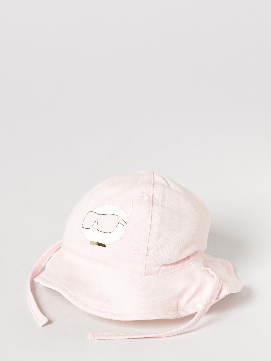 Karl Lagerfeld Kids Cappello da pescatore da neonato in cotone con stampa grafica e fettucce