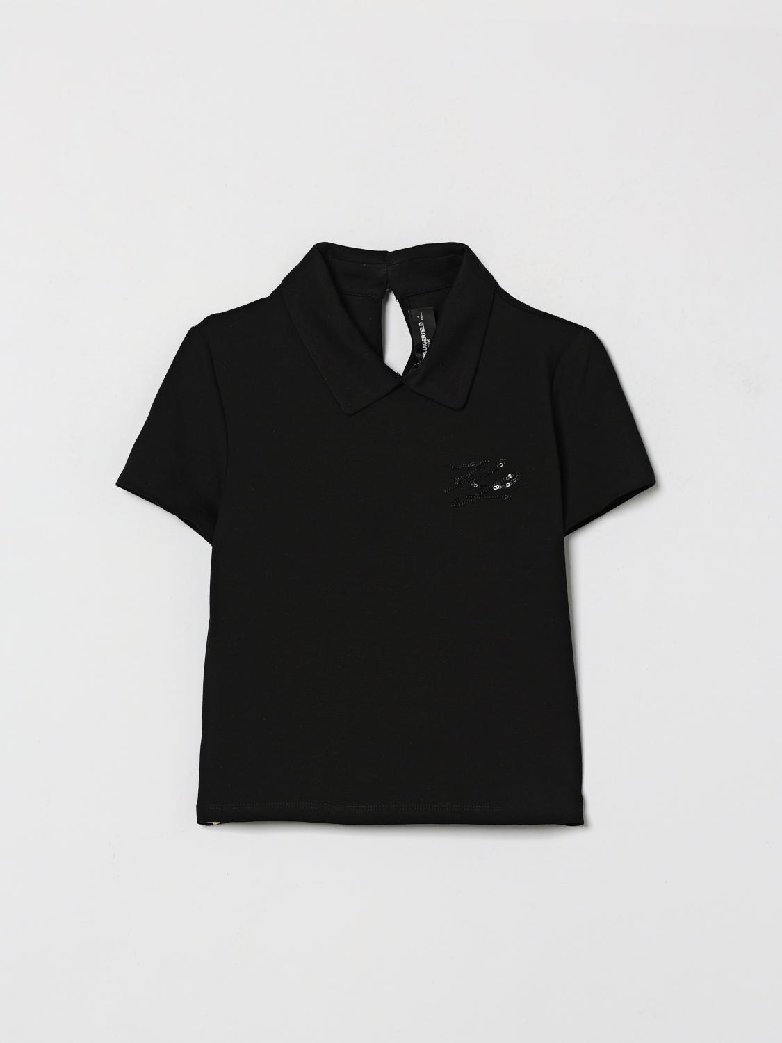 Karl Lagerfeld Kids Polo da bambino in misto viscosa con logo di paillettes