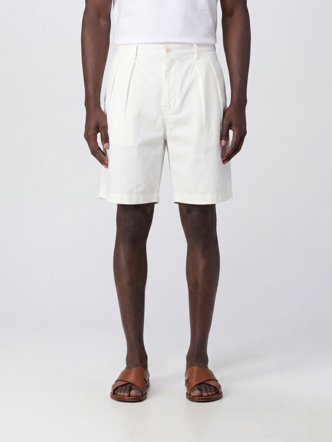 COOR Shorts modello chino in misto lino e cotone con passanti in vita