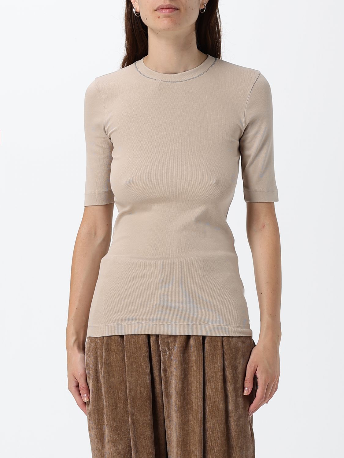 BRUNELLO CUCINELLI Slim-Fit T-Shirt aus Baumwolle mit Rundhals und Knopf hinten