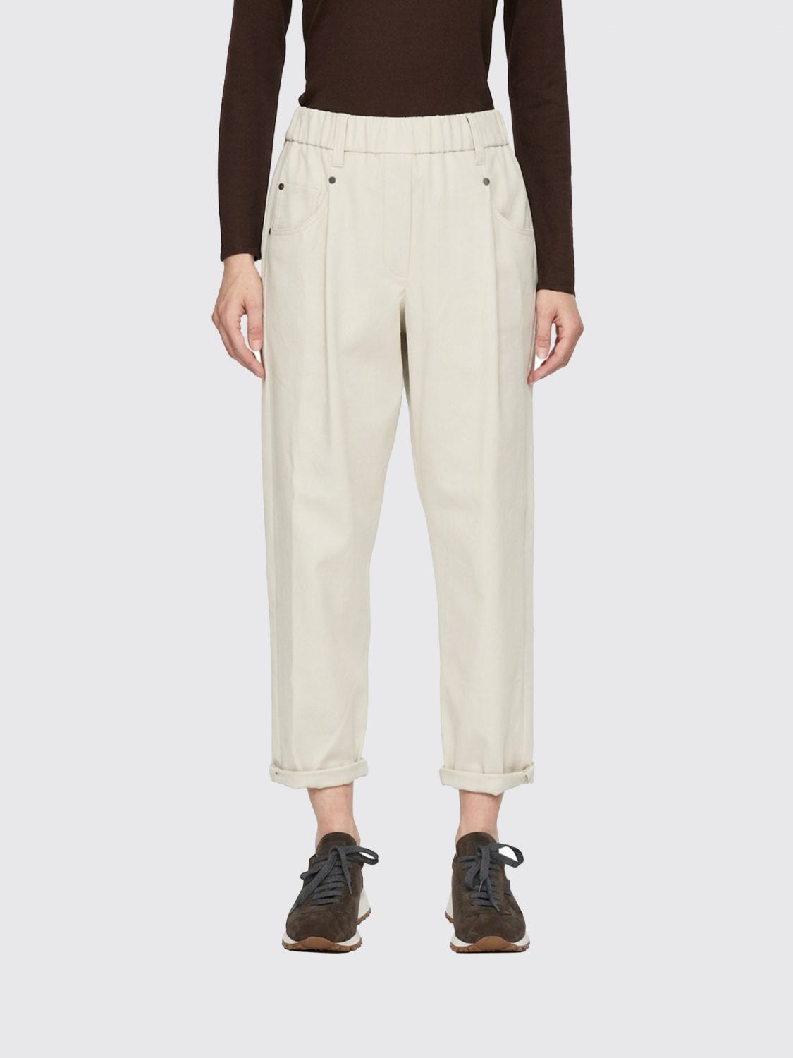 BRUNELLO CUCINELLI Cropped Wide-Leg Cotton Trousers