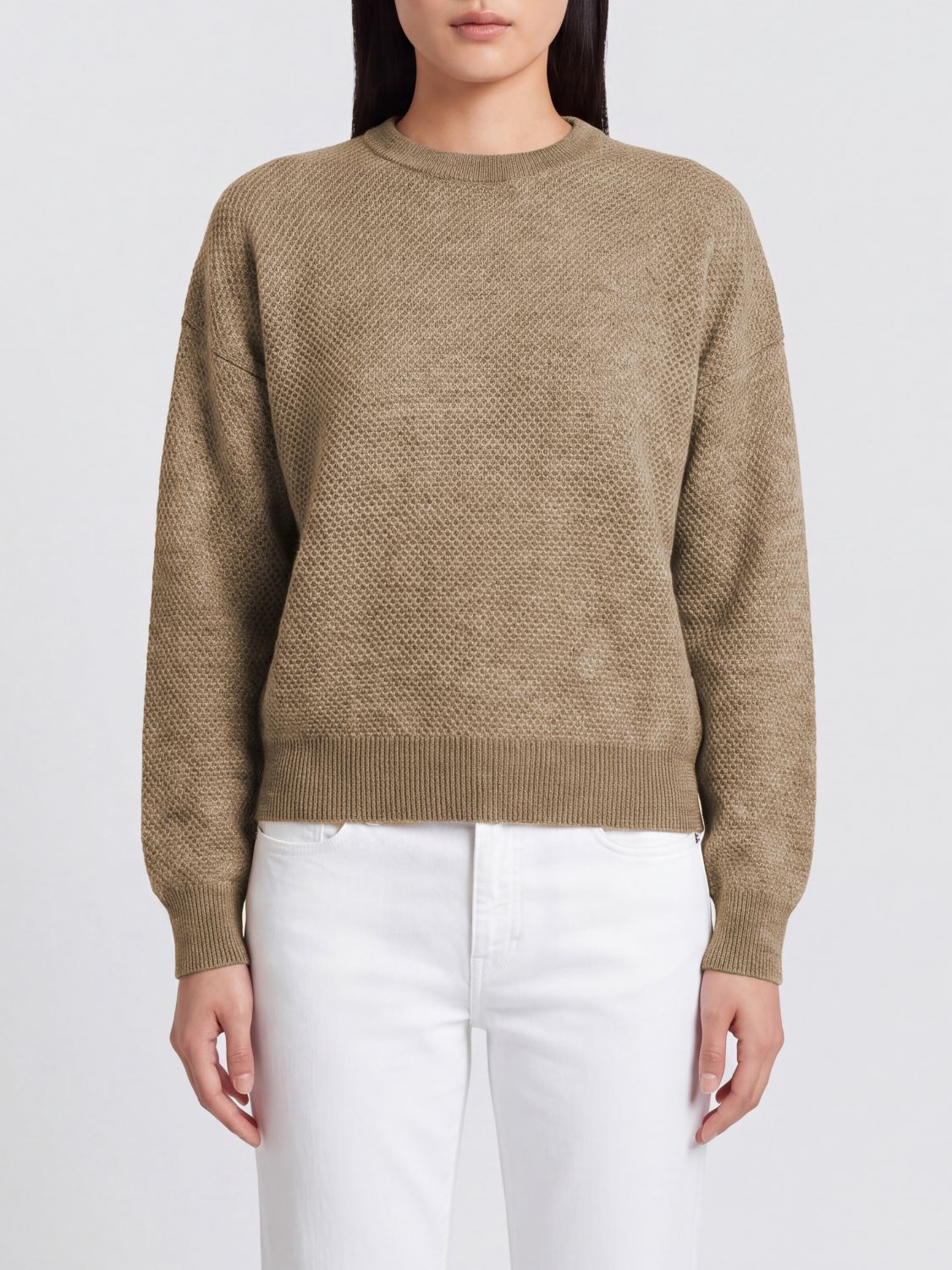 BRUNELLO CUCINELLI Open-Knit Wool Crewneck Jumper with Dropped Shoulders