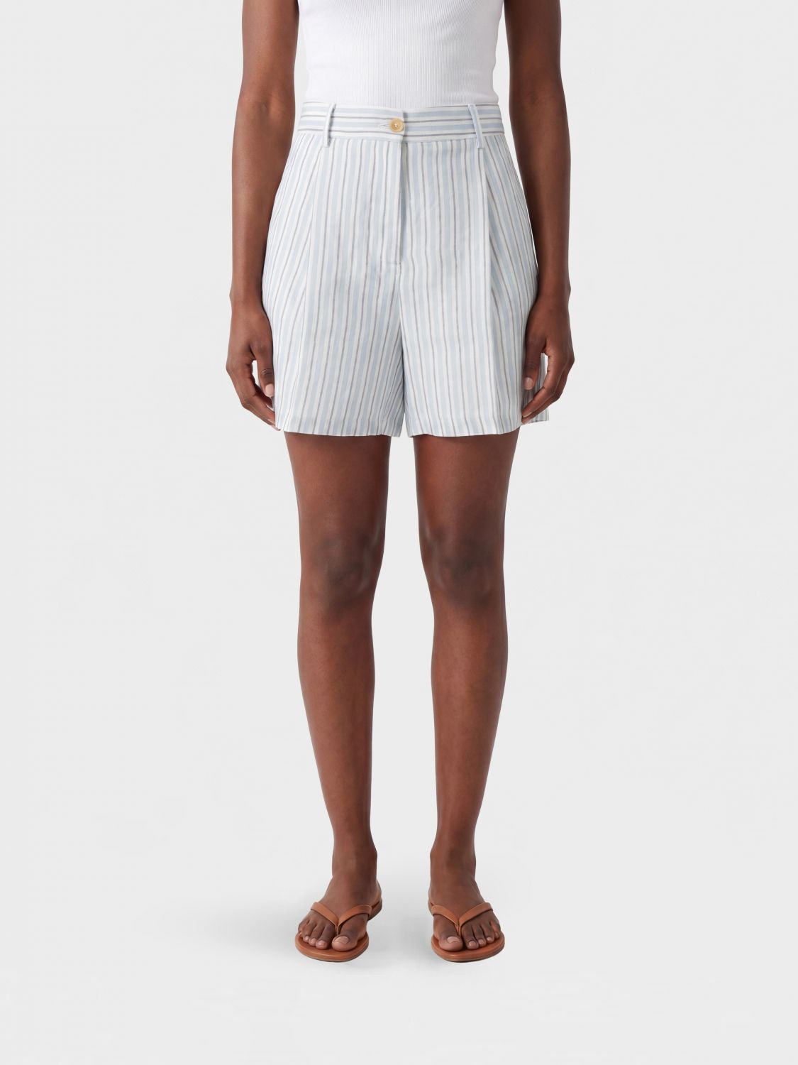 SEMICOUTURE Pantaloncini in lino a righe