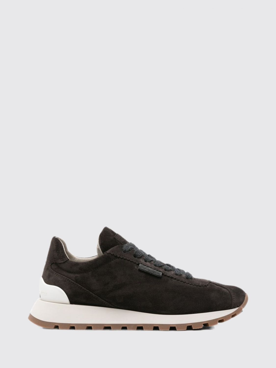 BRUNELLO CUCINELLI Low-Top-Sneaker aus Kalbsveloursleder mit Monili-Detail