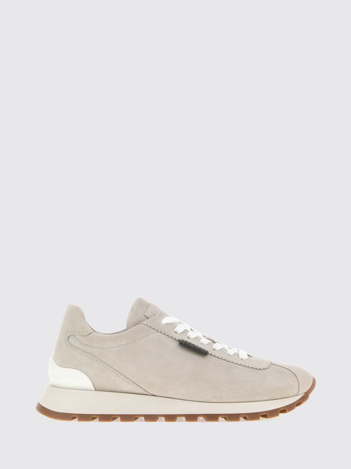 BRUNELLO CUCINELLI Low-Top-Sneaker aus Kalbsveloursleder mit Monili-Detail