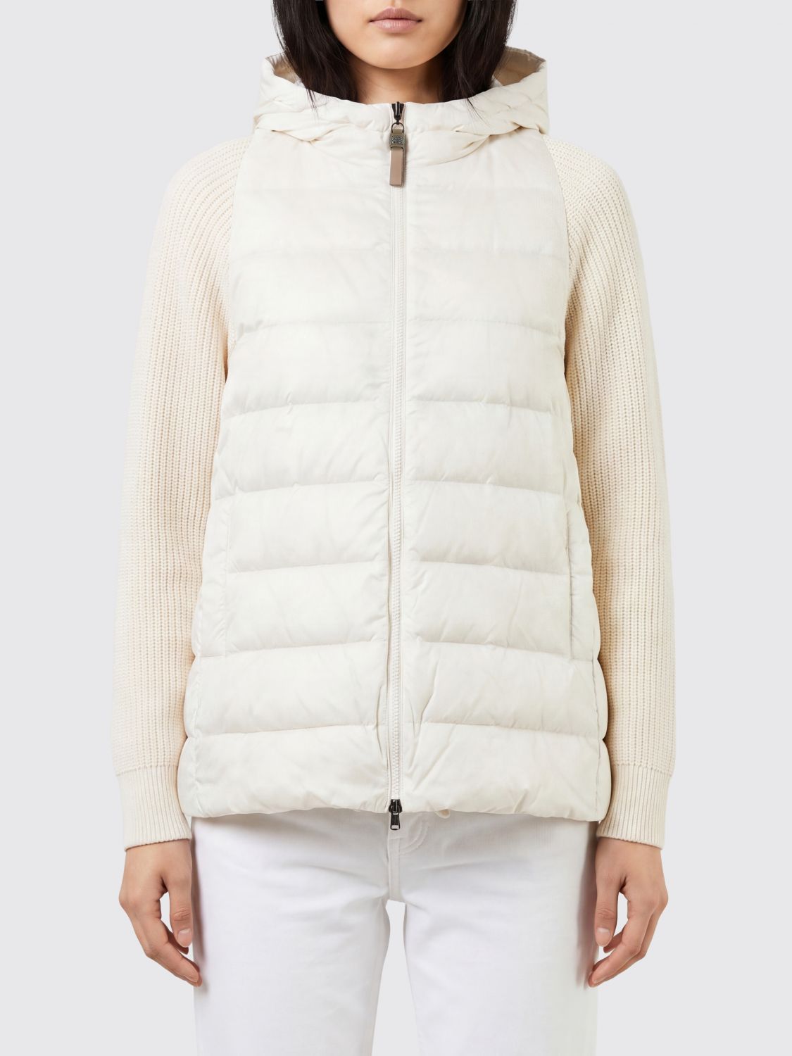 BRUNELLO CUCINELLI Short Quilted Nylon Hooded Puffer Jacket with Zip Closure