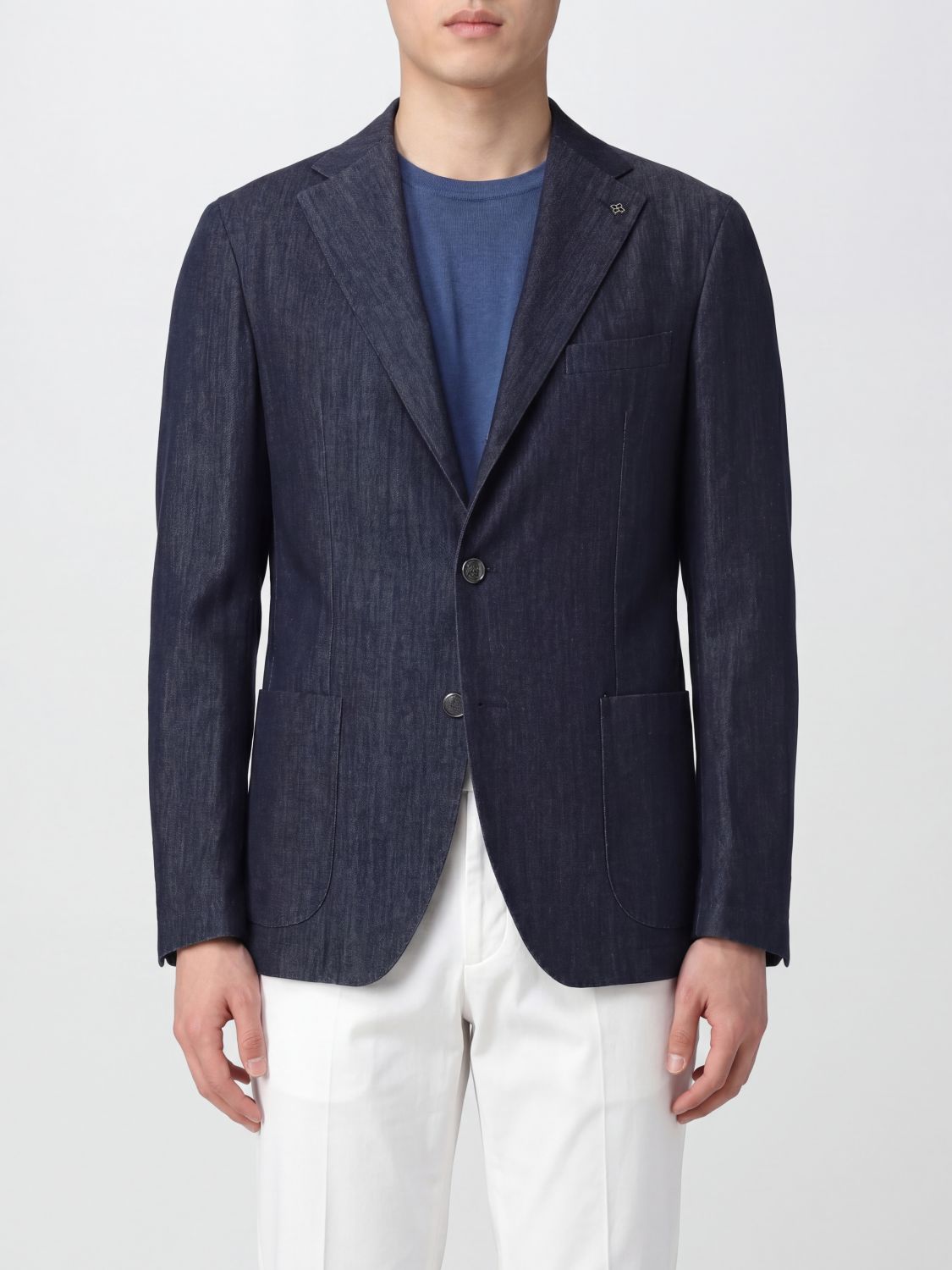 TAGLIATORE Blazer monopetto in cotone con rever classico e tasche a toppa